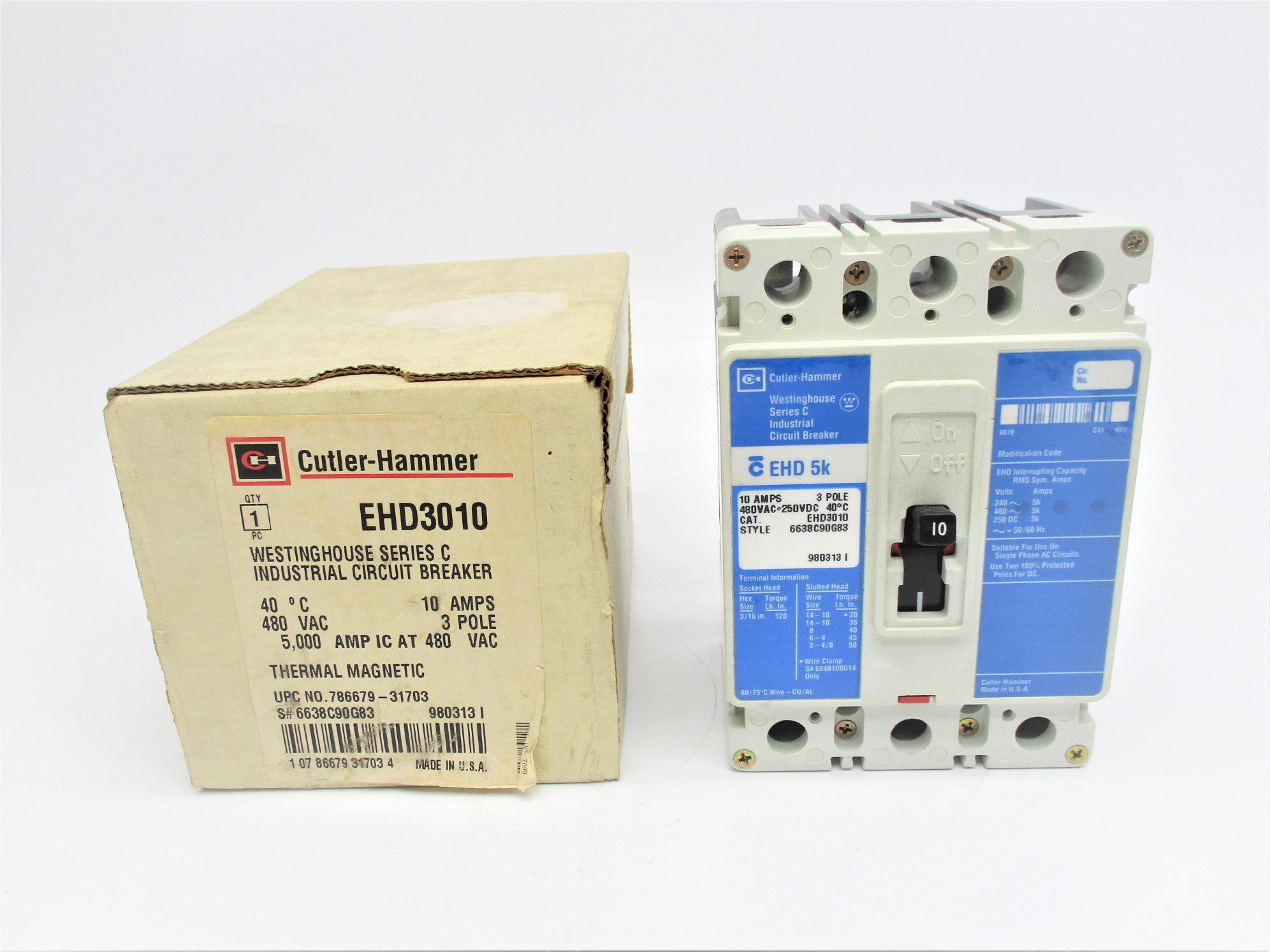 CUTLER HAMMER EHD3010 SER. C 10A 480VAC NSMP