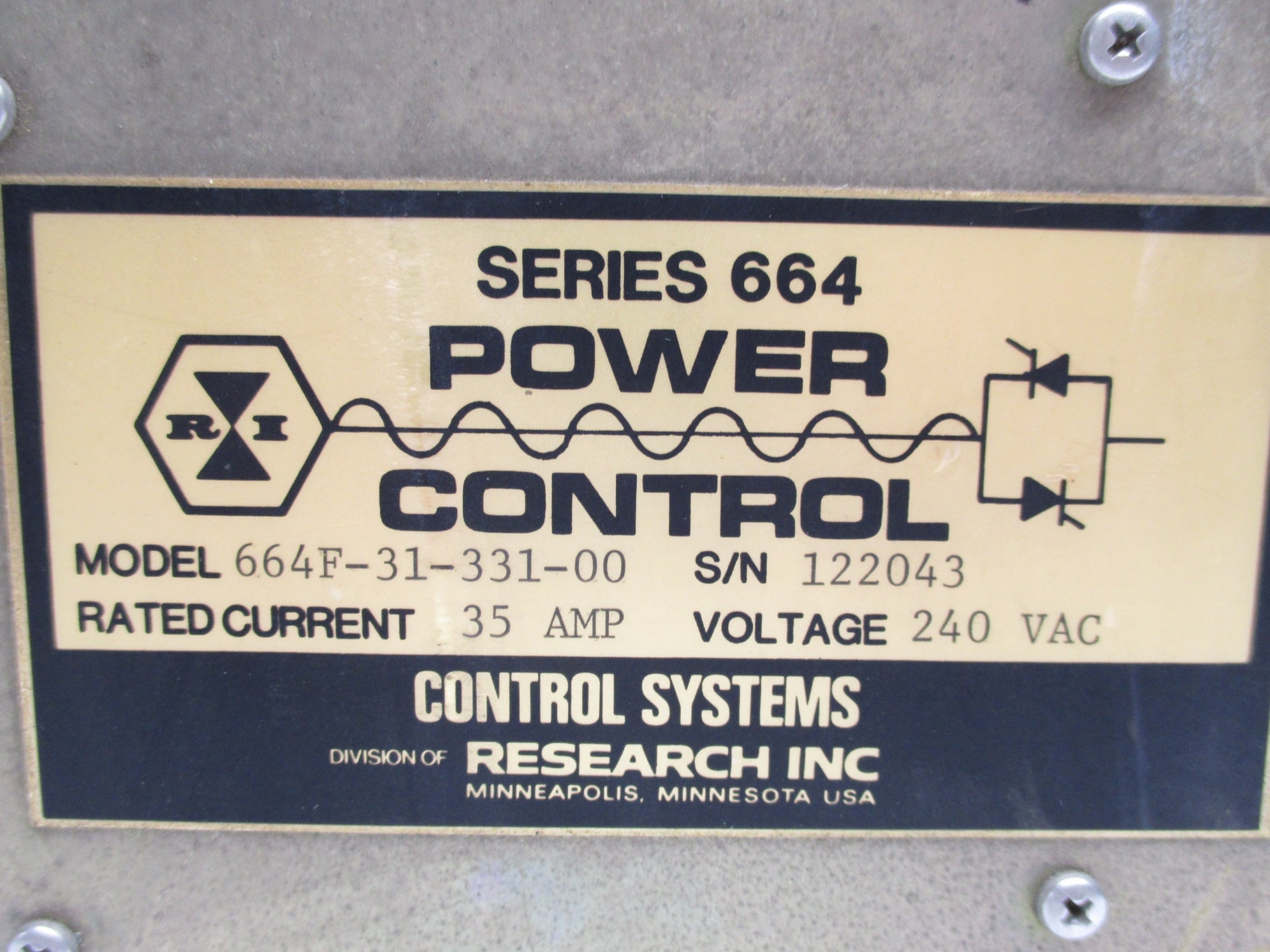 CONTROL SYSTEMS 664F-31-331-00 SER. 664 UNMP
