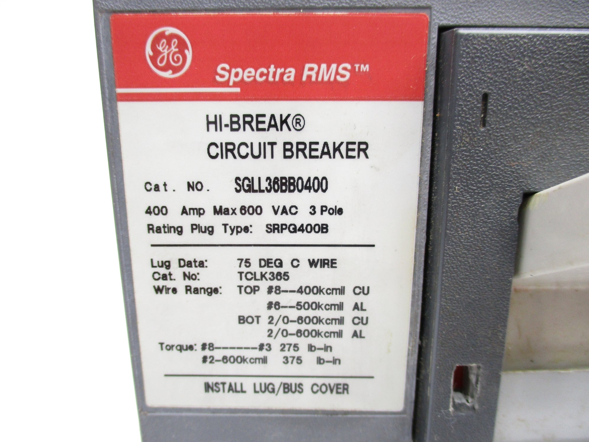 GENERAL ELECTRIC SGLL36BB0400 400A 600VAC (AS PICTURED) UNMP