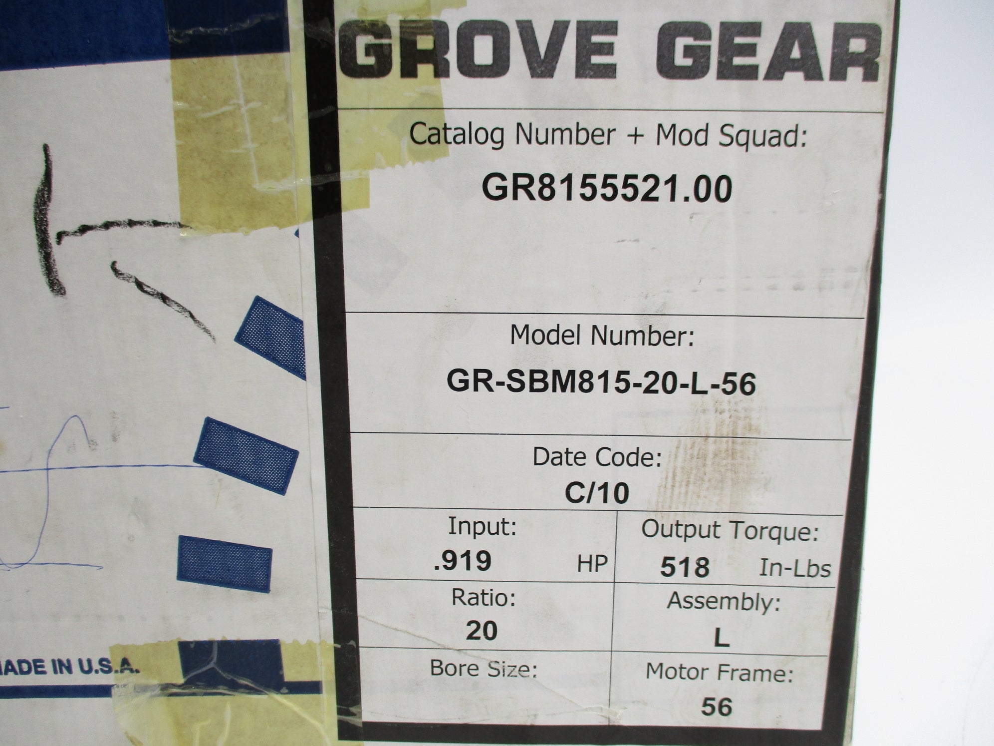 GROVE GEAR GR-SBM815-20-L-56 NSMP