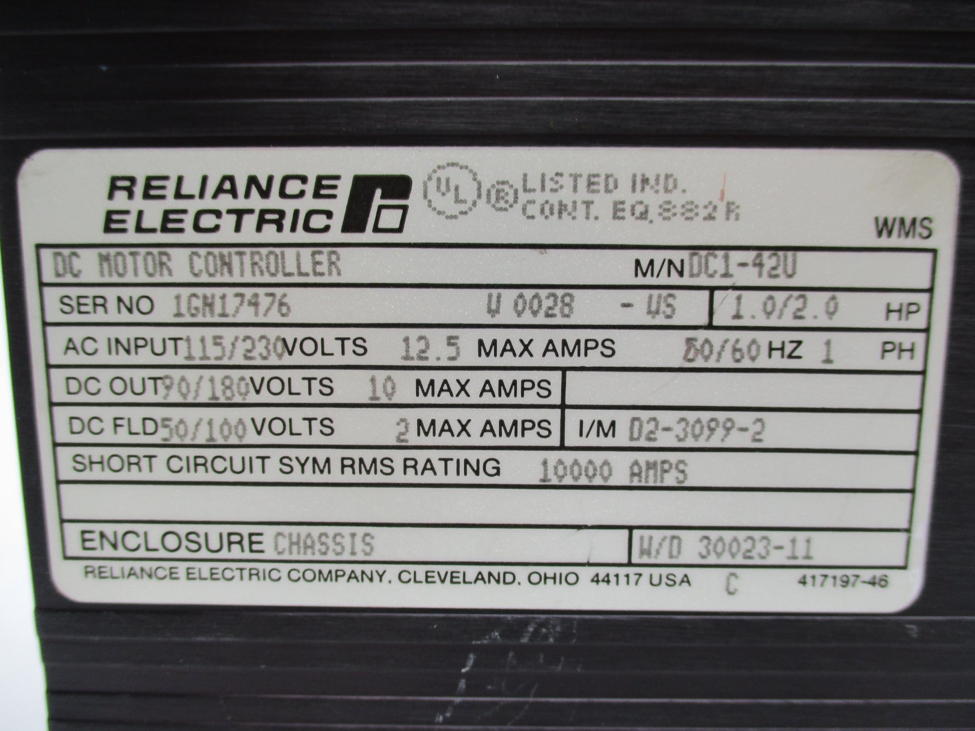 RELIANCE ELECTRIC DC1-42U UNMP