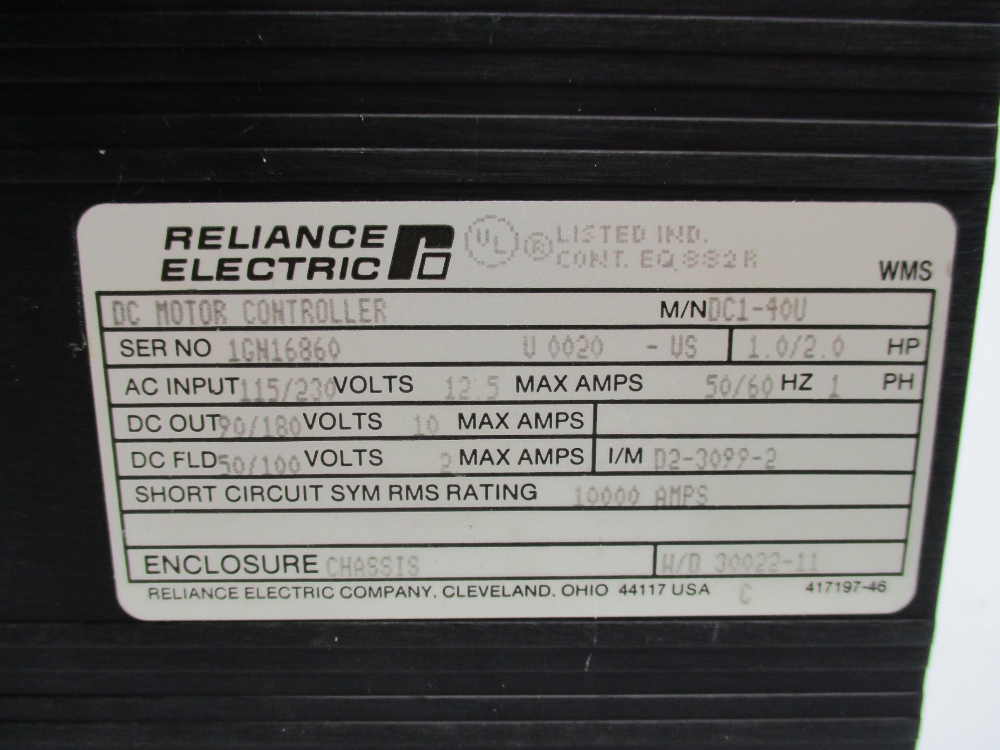 RELIANCE ELECTRIC DC1-40U UNMP