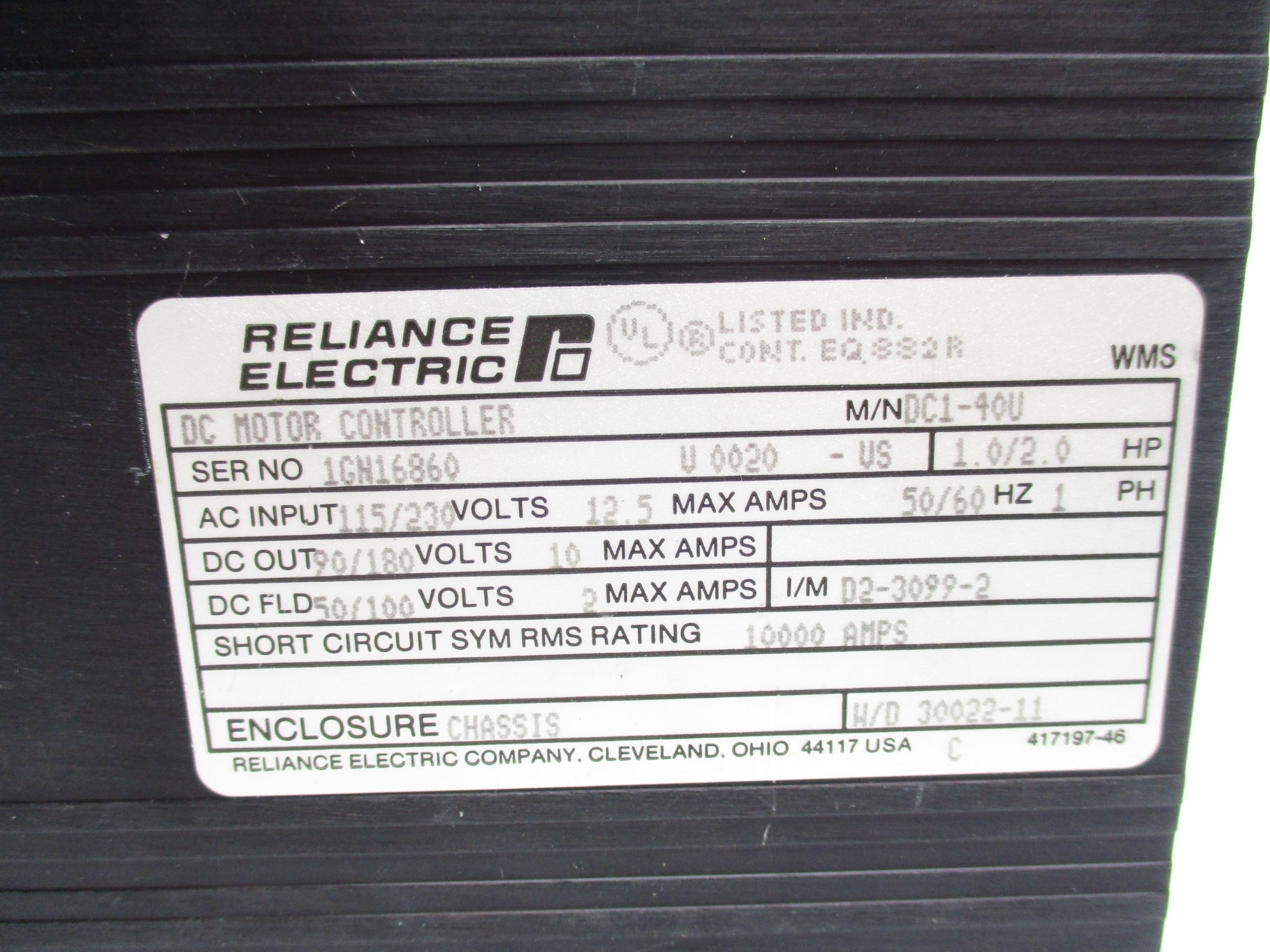 RELIANCE ELECTRIC DC1-40U UNMP