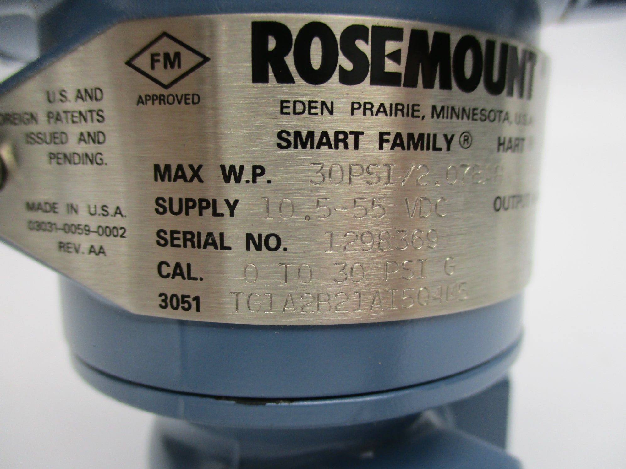 ROSEMOUNT 3051TG1A2B21AI5Q4M5 30PSI NSNP
