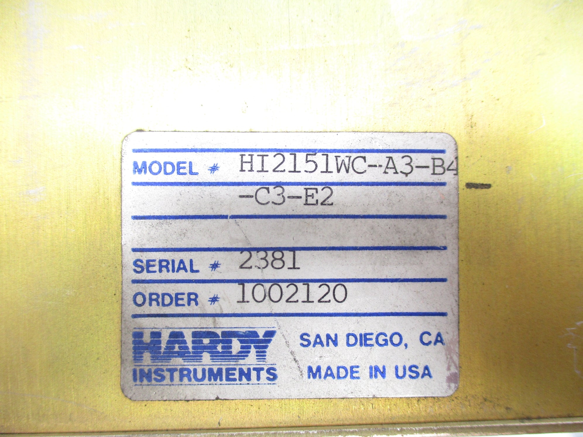 HARDY HI2151WC-A3-B4-C3-E2 UNMP