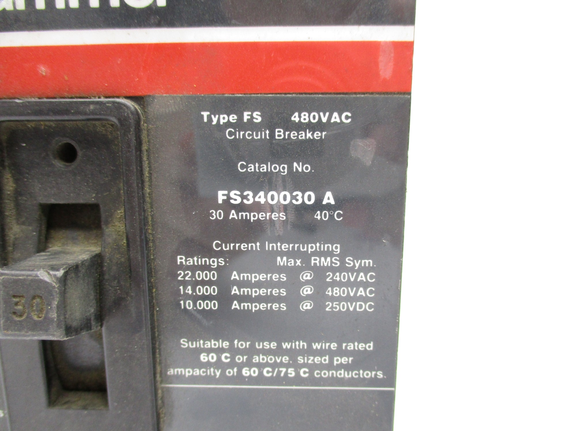 CUTLER HAMMER FS340030A 30A 480VAC (AS PICTURED) UNMP