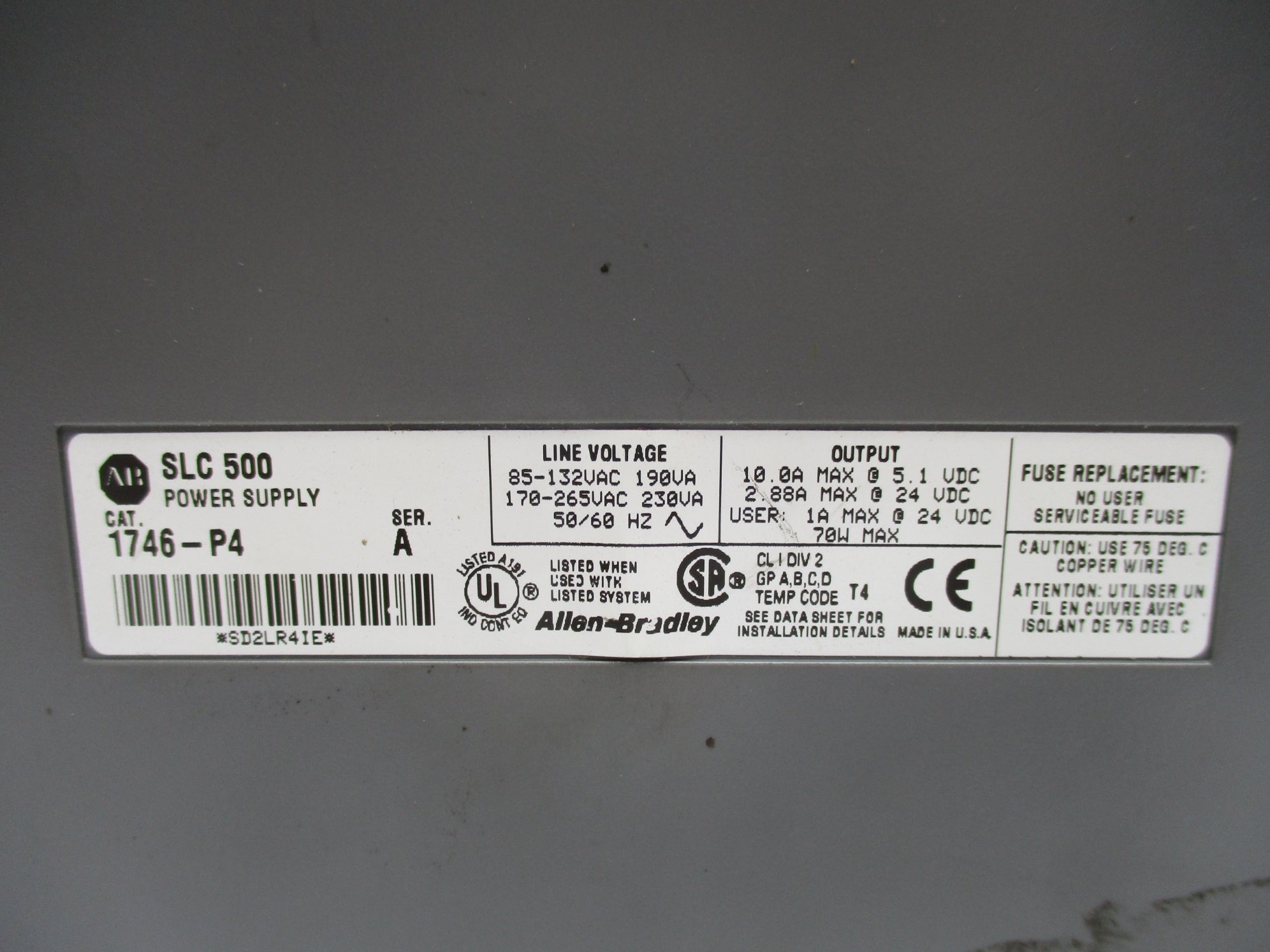 ALLEN BRADLEY 1746-P4 SER. A UNMP