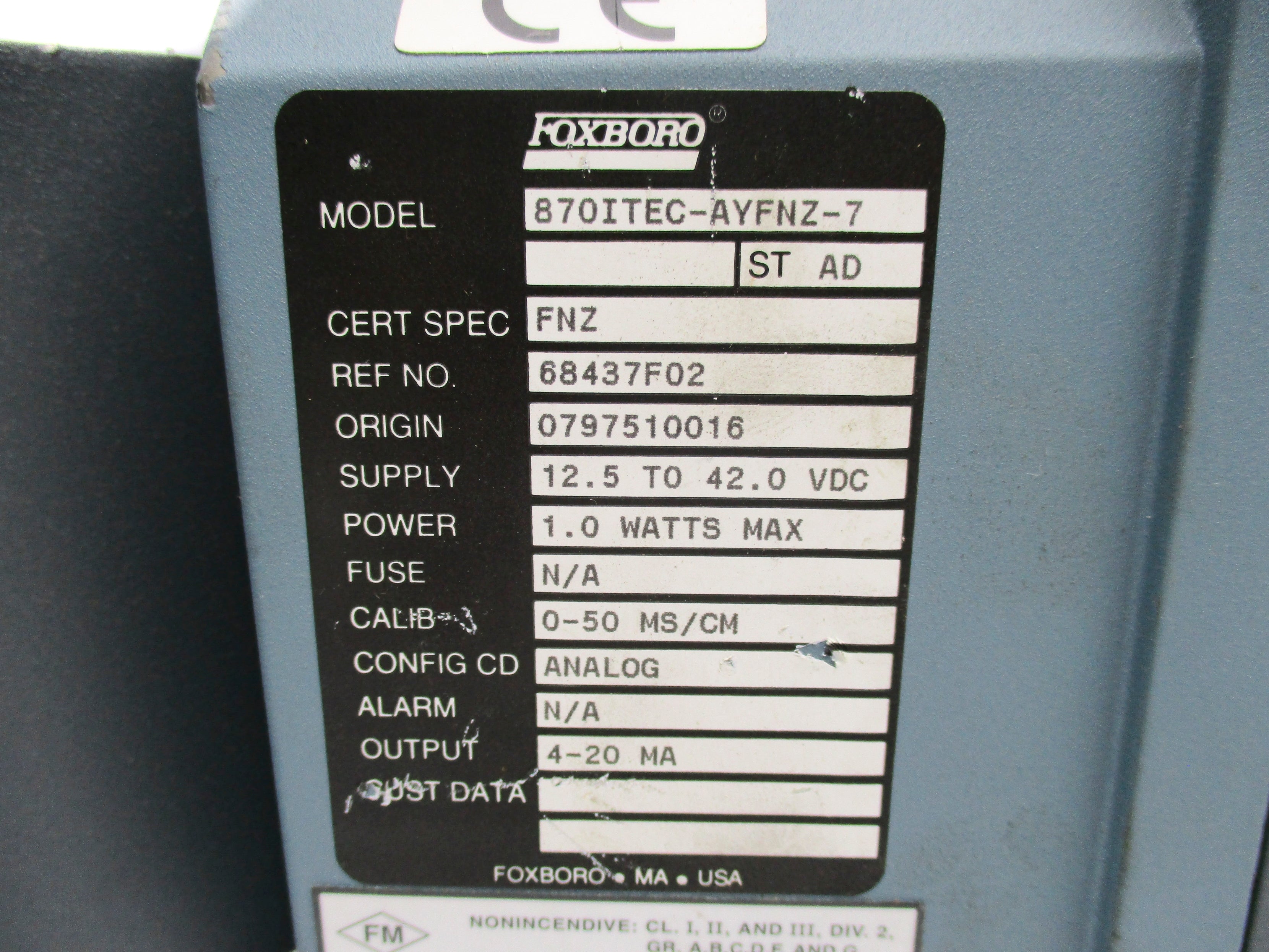 FOXBORO 870ITEC-AYFNZ-7 (AS PICTURED) NSNP