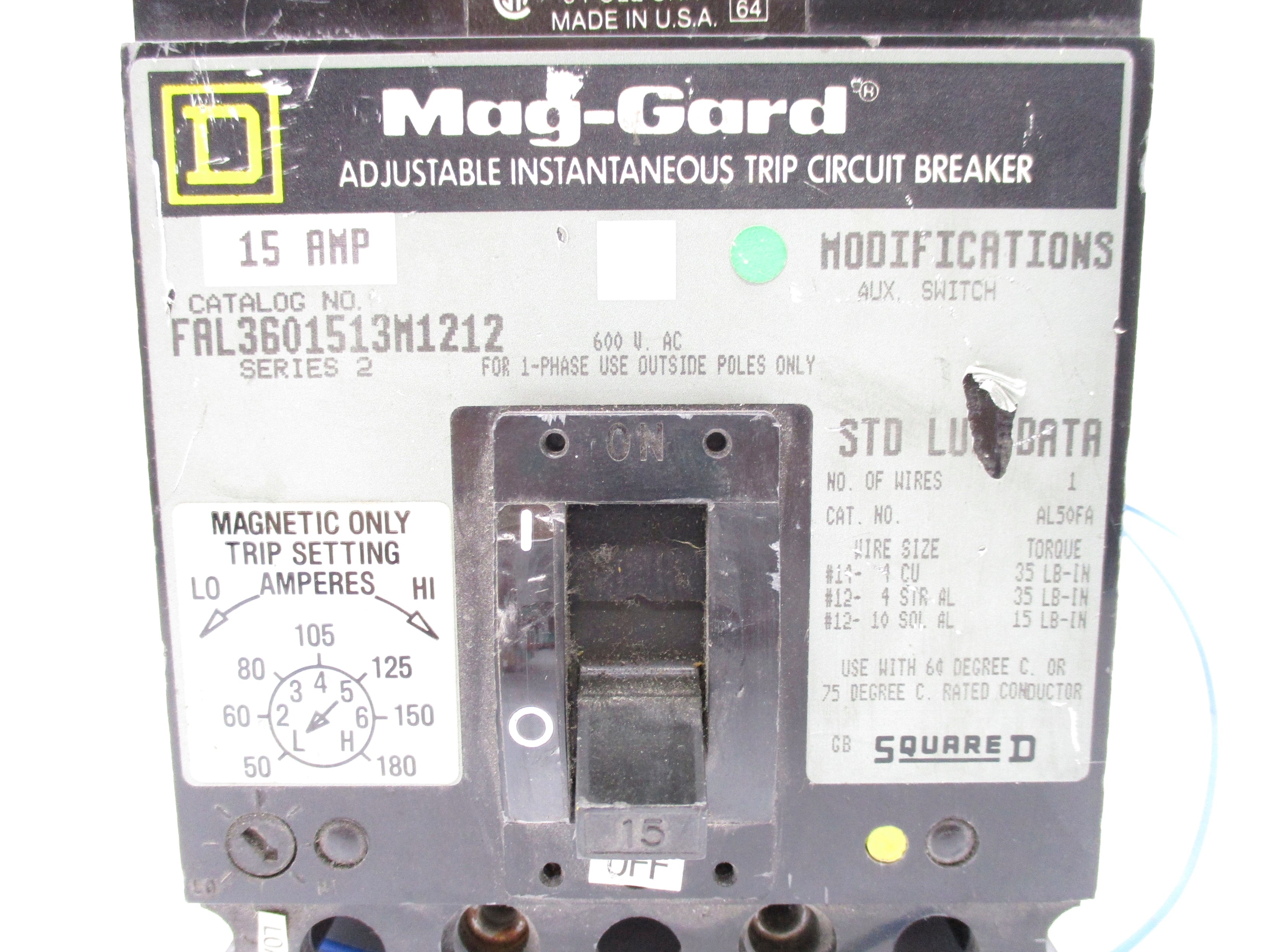 SQUARE D FAL3601513M1212 SER. 2 15A 600VAC UNMP