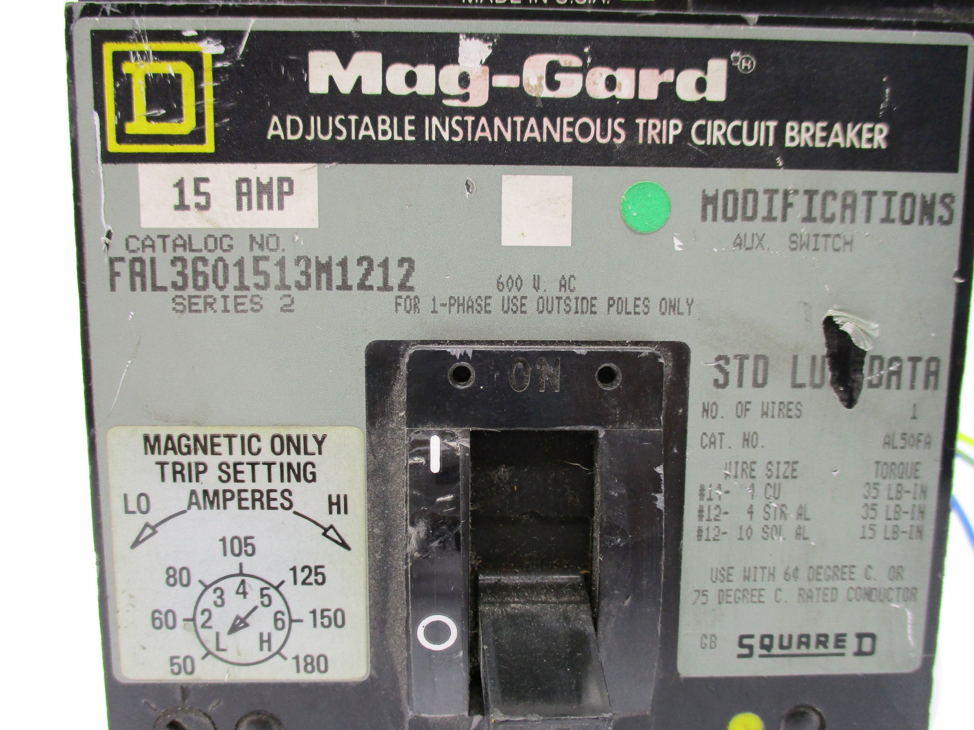 SQUARE D FAL3601513M1212 SER. 2 15A 600VAC UNMP