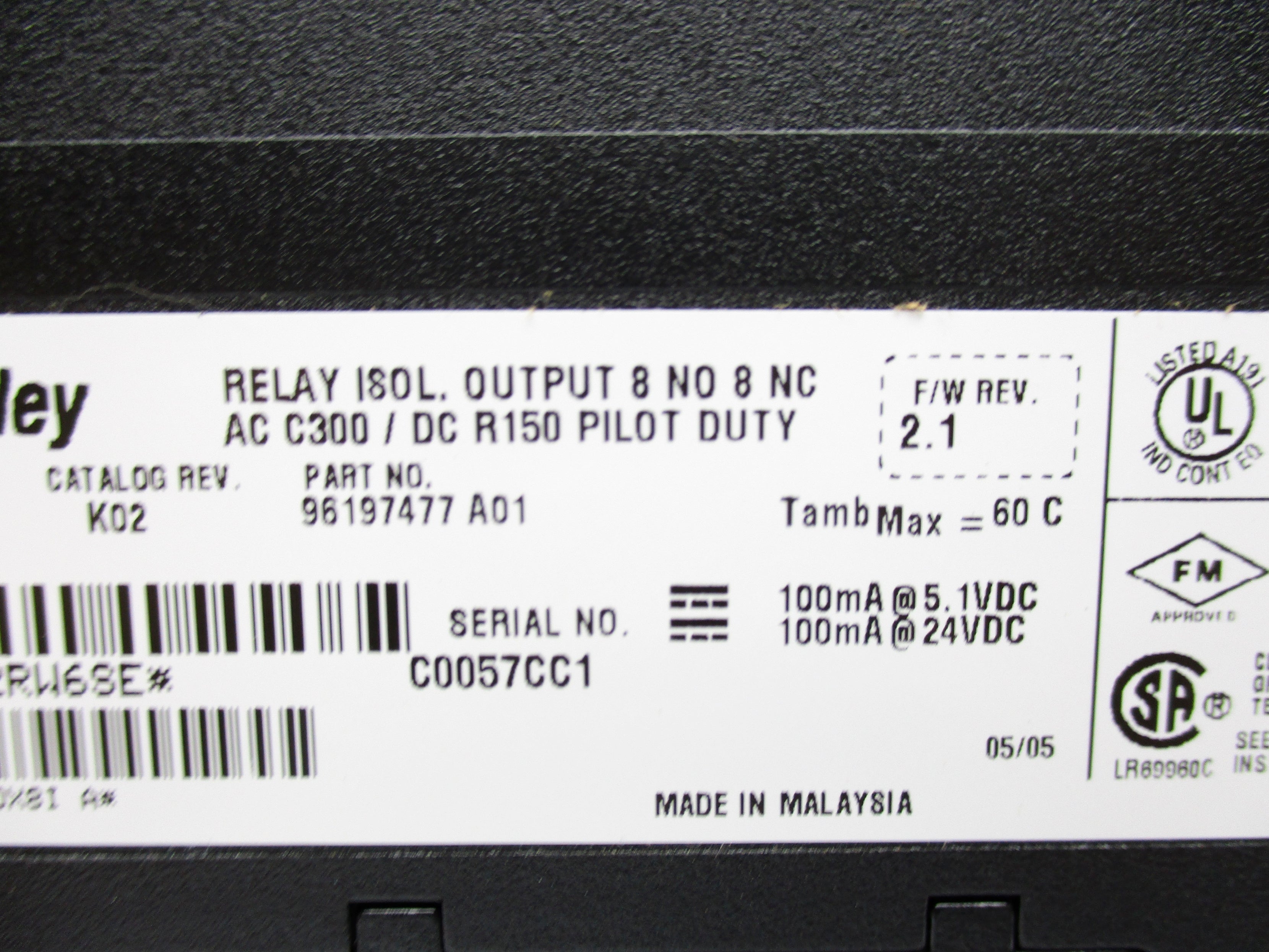 ALLEN BRADLEY 1756-OX8I SER. A F/W 2.1 NSMP