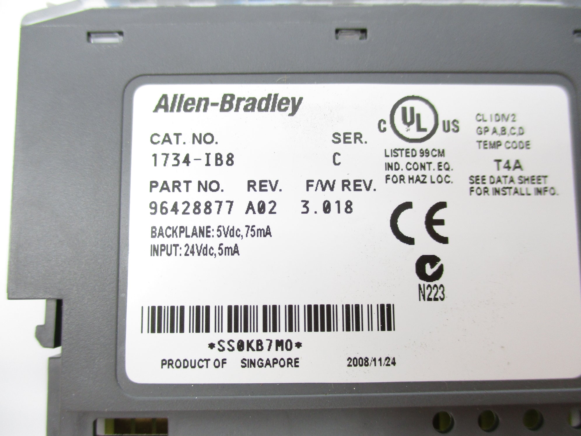 ALLEN BRADLEY 1734-IB8 SER. C F/W 3.018 NSMP