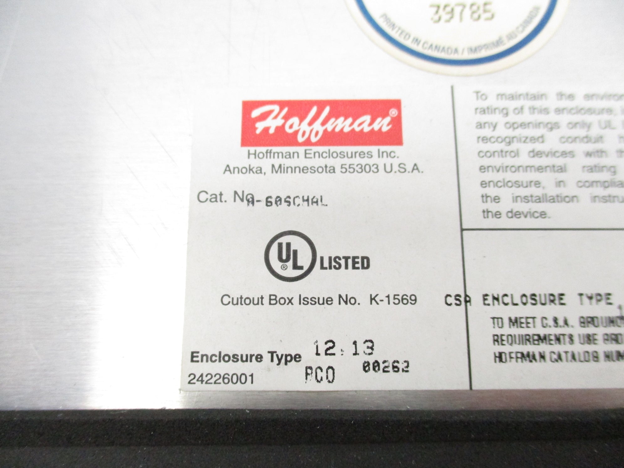 HOFFMAN A-606CHAL NSNP