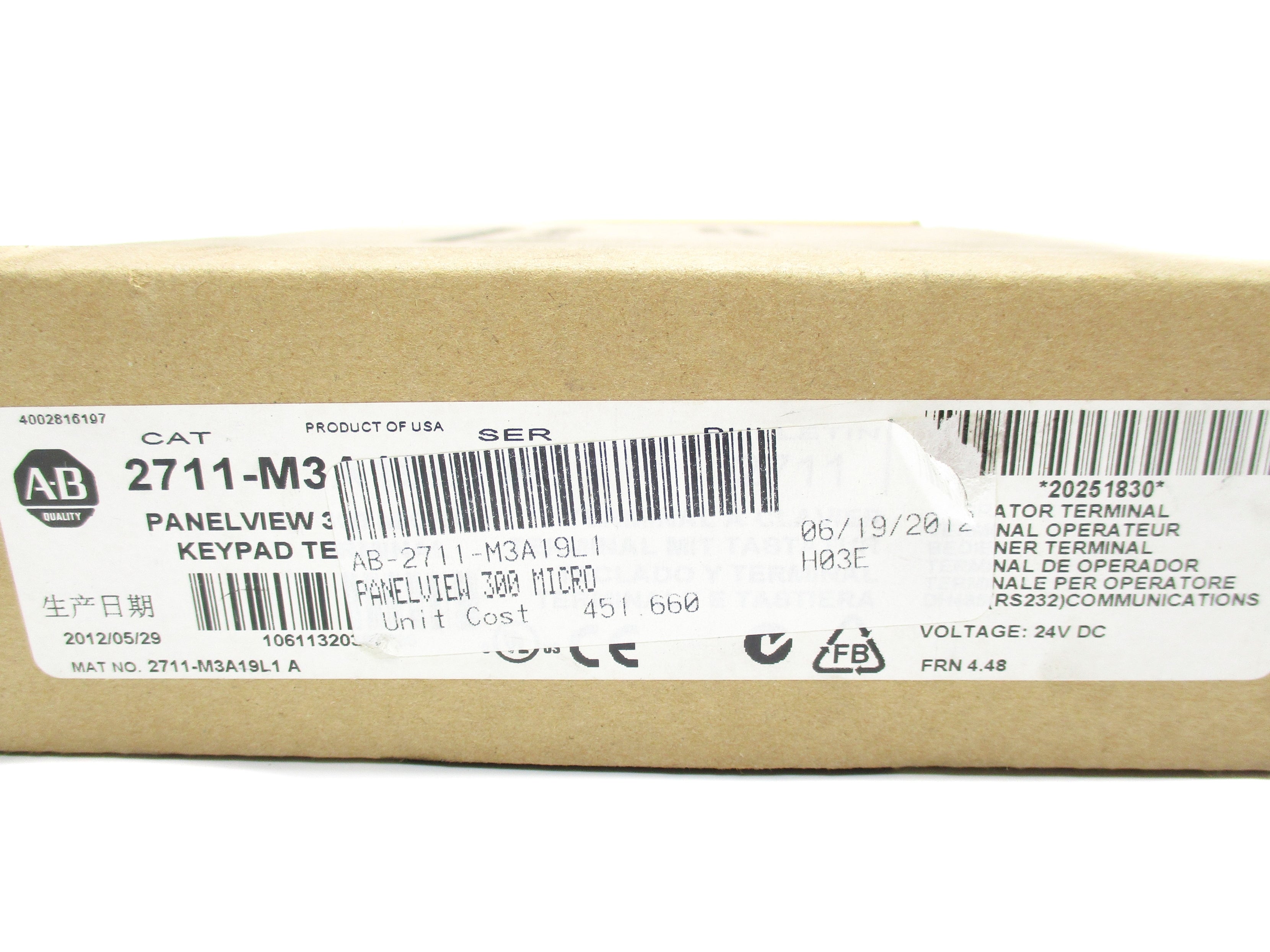 ALLEN BRADLEY 2711-M3A19L1 SER. A F/W 4.48 NSMP