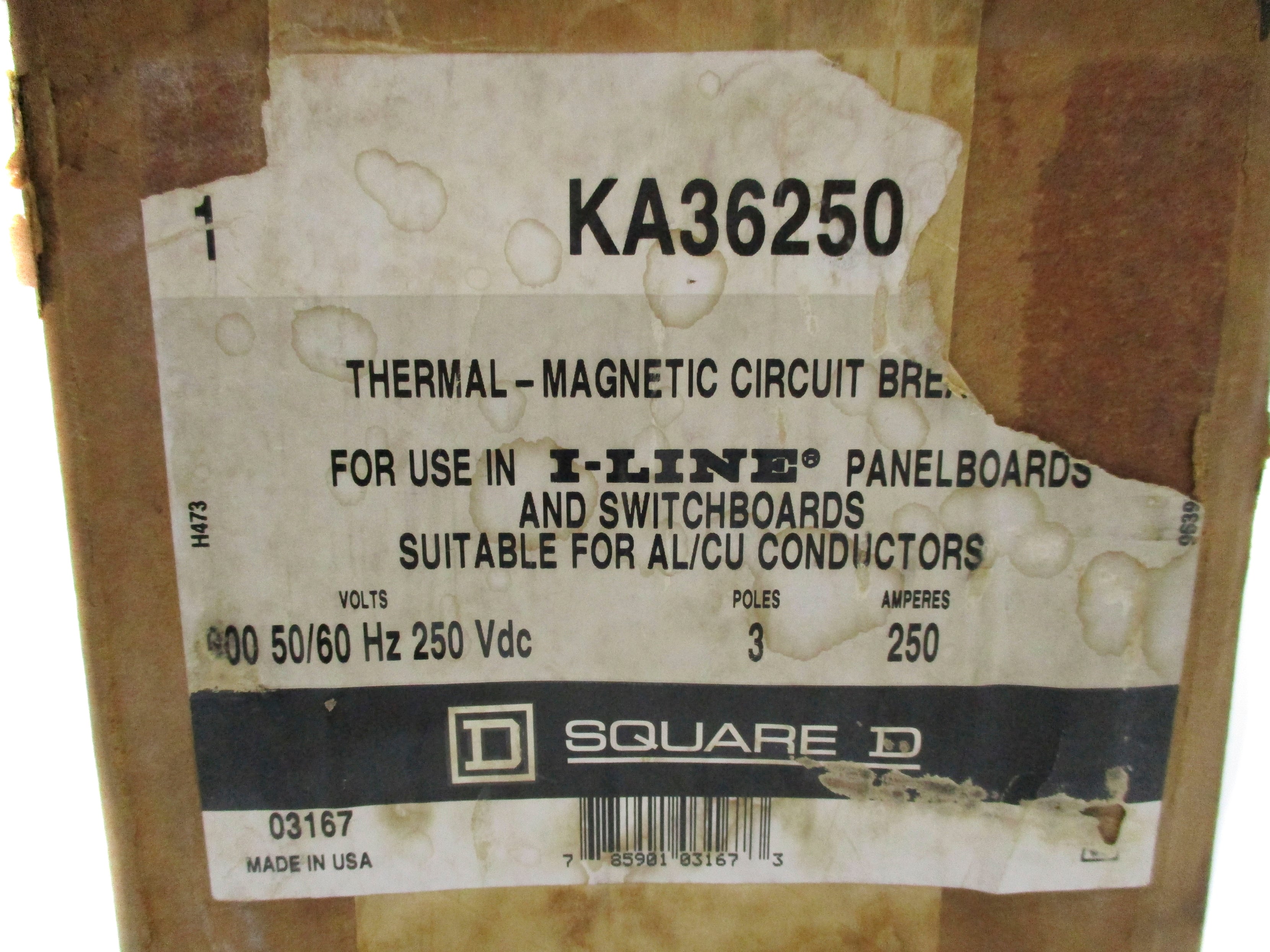SQUARE D KA36250 250A 250VDC SER. 2 NSMP
