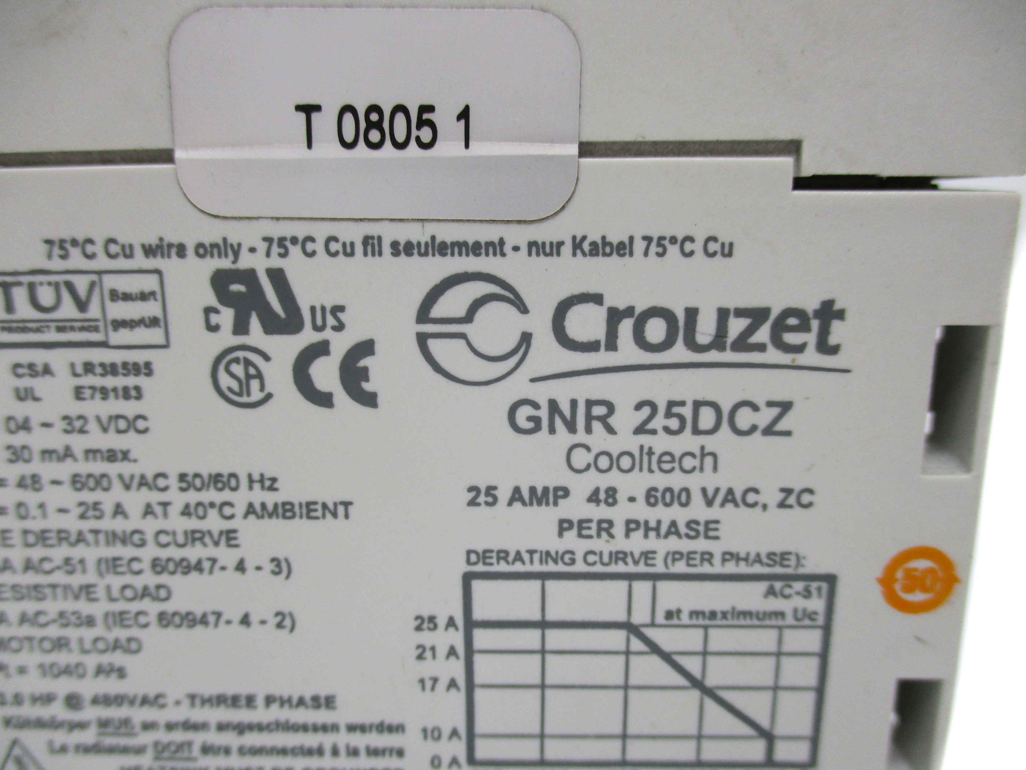 CROUZET GNR25DCZ 25A 48-600VAC NSNP