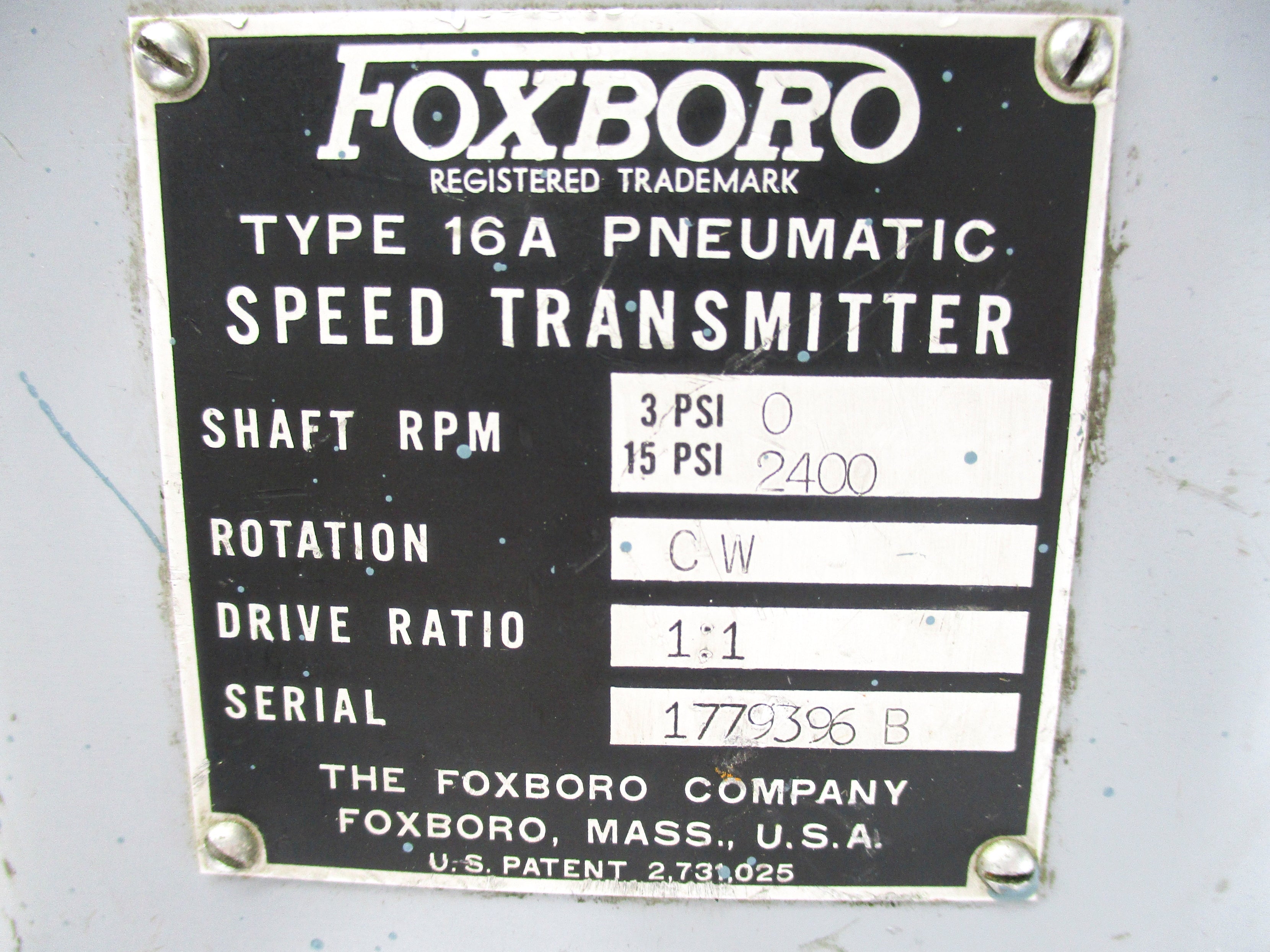 FOXBORO 16A 3-15PSI UNMP