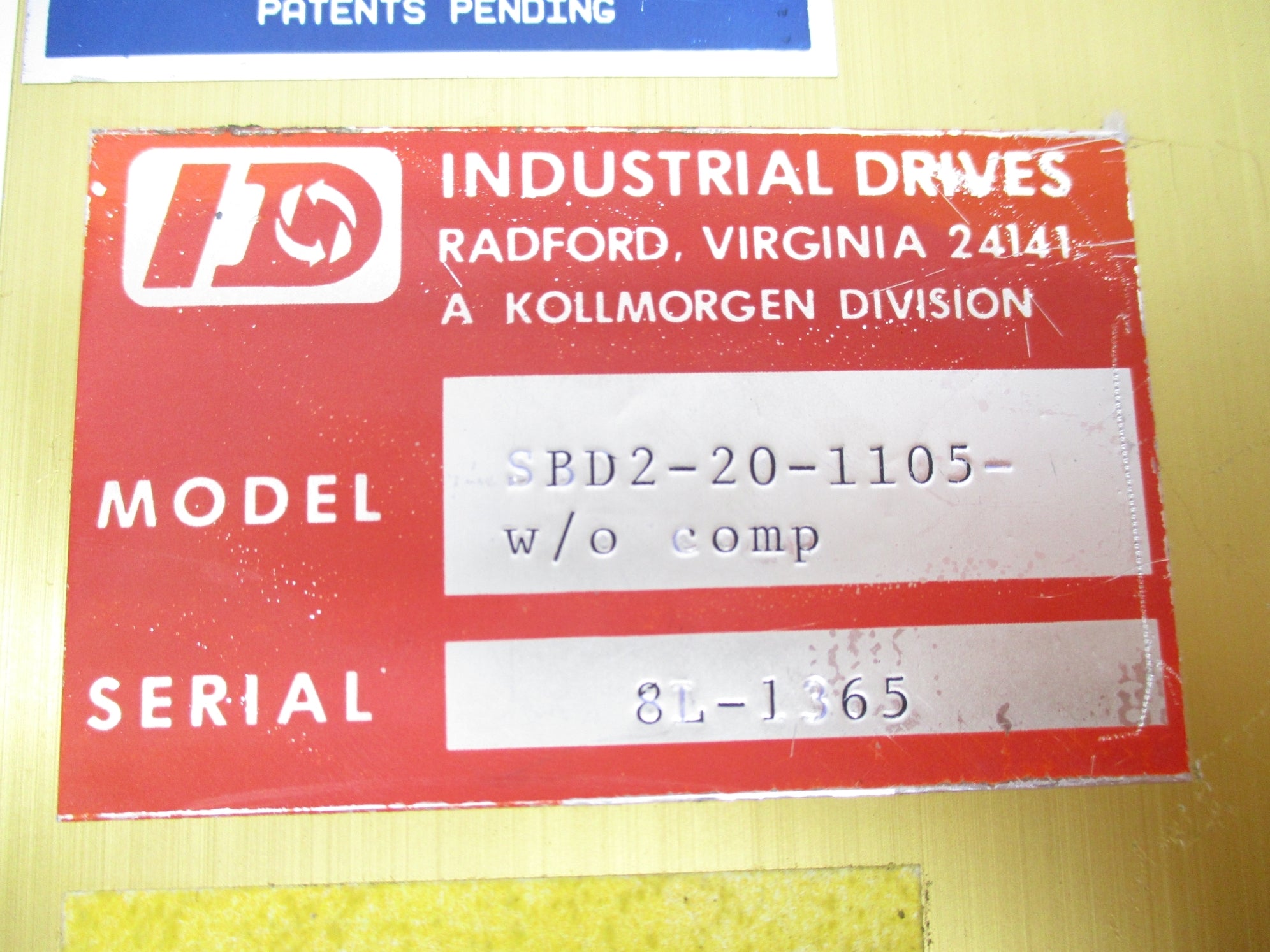 KOLLMORGEN SBD2-20-1105-W/O UNMP