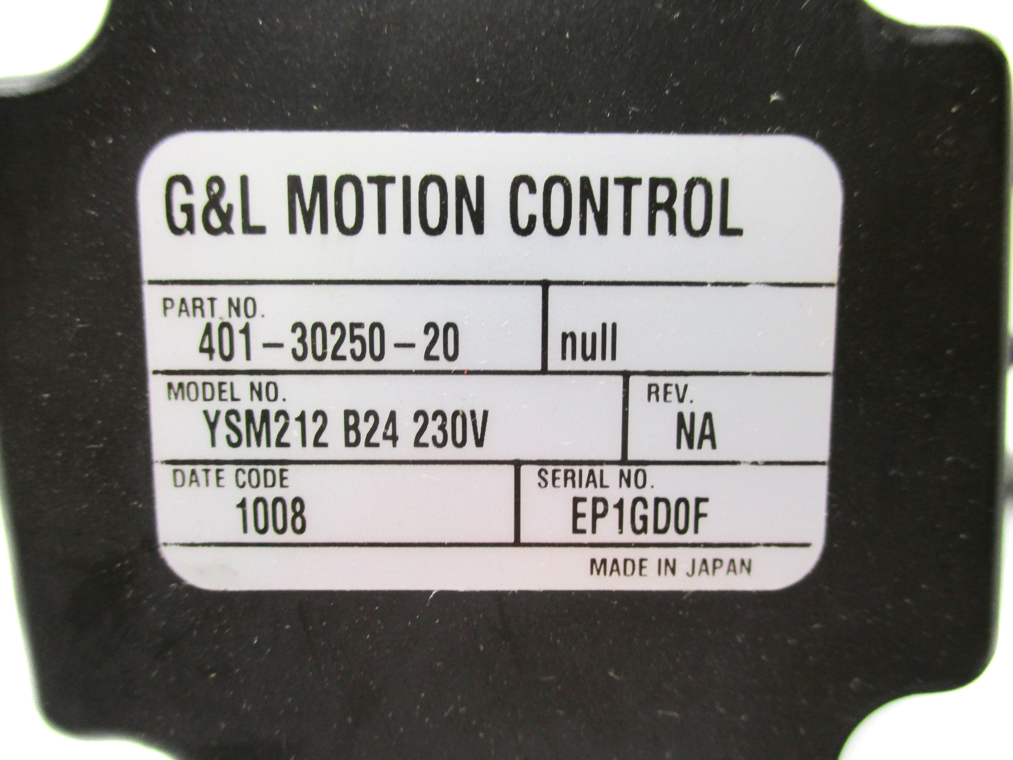 G&L MOTION CONTROL 401-30250-20 YSM212B24230V NSMP