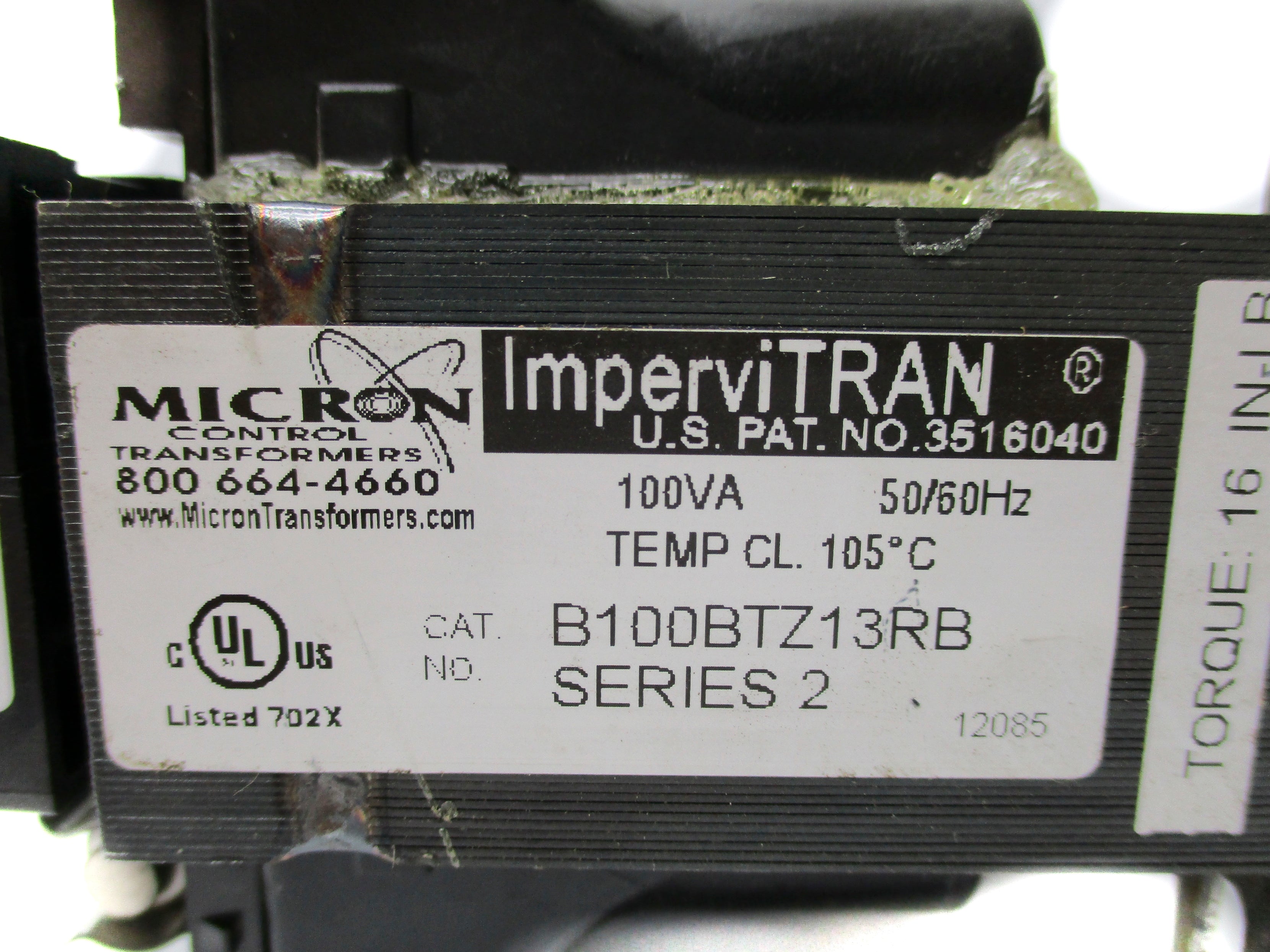 MICRON CONTROL TRANSFORMER B100BTZ13RB SER. 2 UNMP
