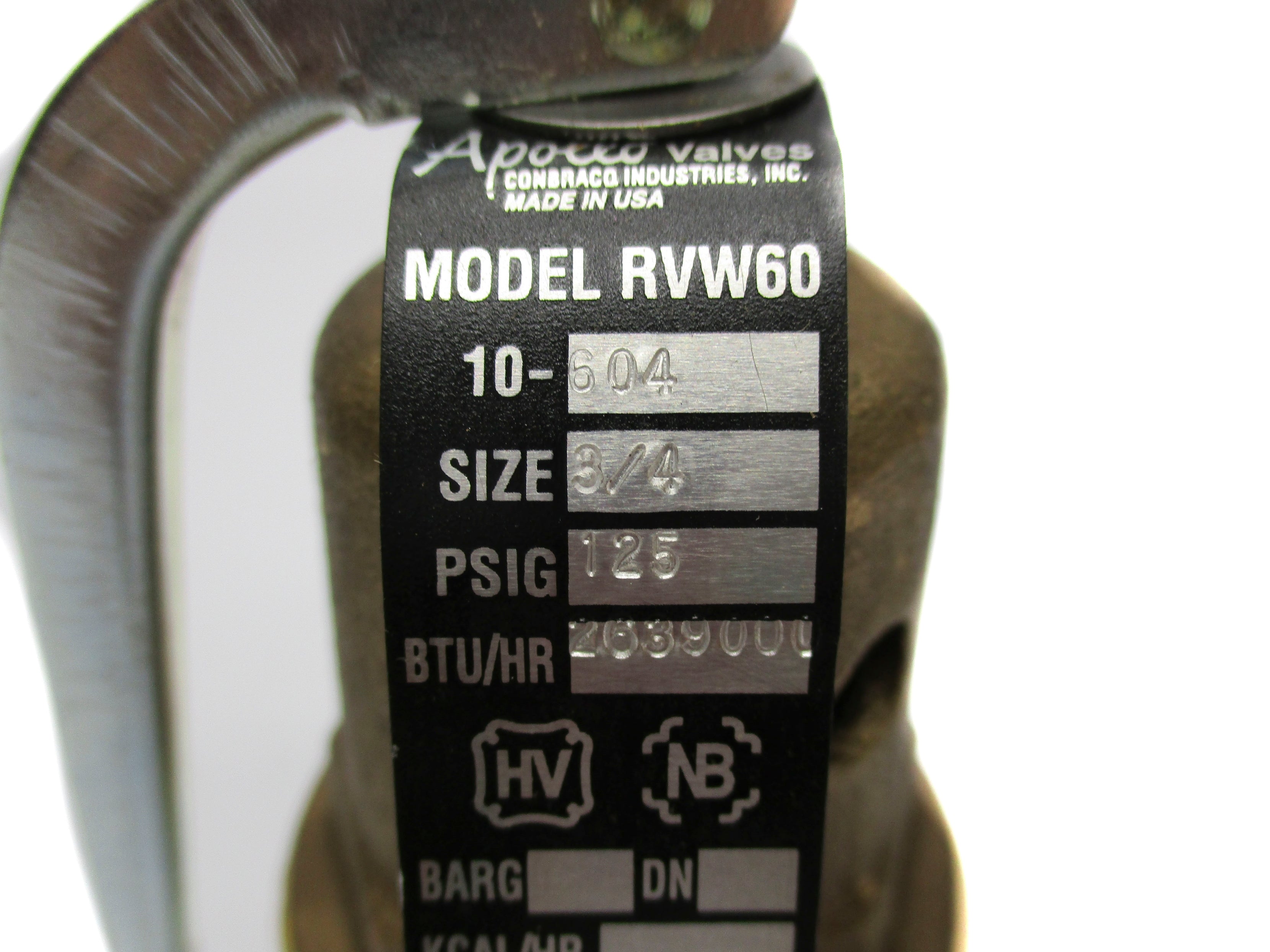 APOLLO RVW60 125PSIG UNMP