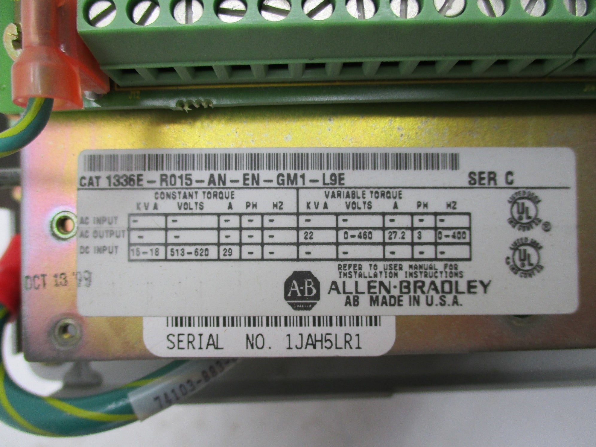 ALLEN BRADLEY 1336E-R015-AN-EN-GM1-L9E SER. C NSNP