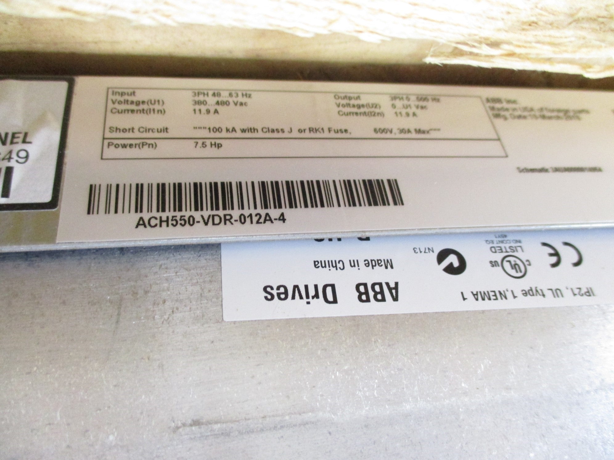 ABB ACH550-VDR-012A-4 NSMP
