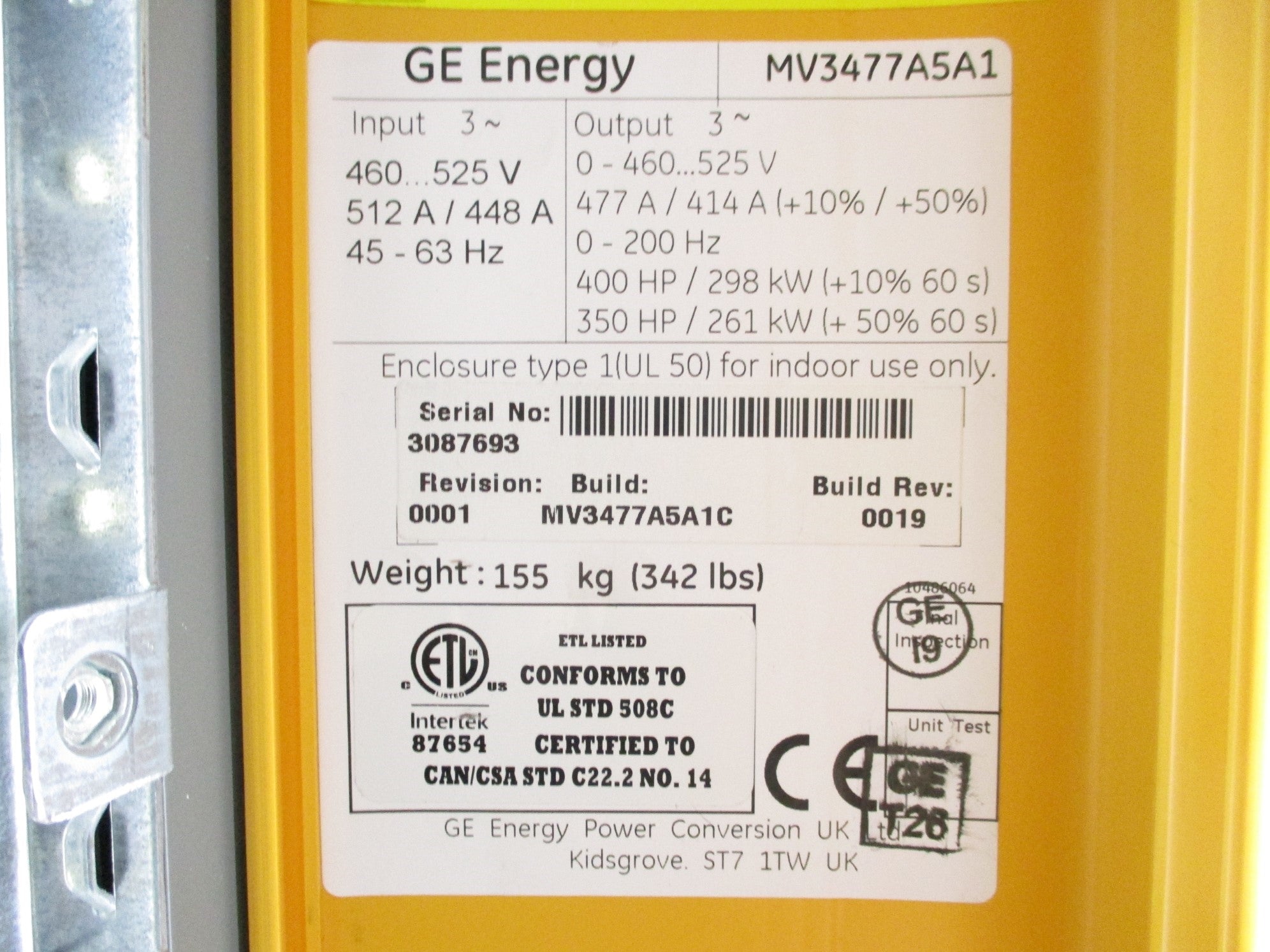 GENERAL ELECTRIC MV3477A5A1 REV. 0001 NSMP