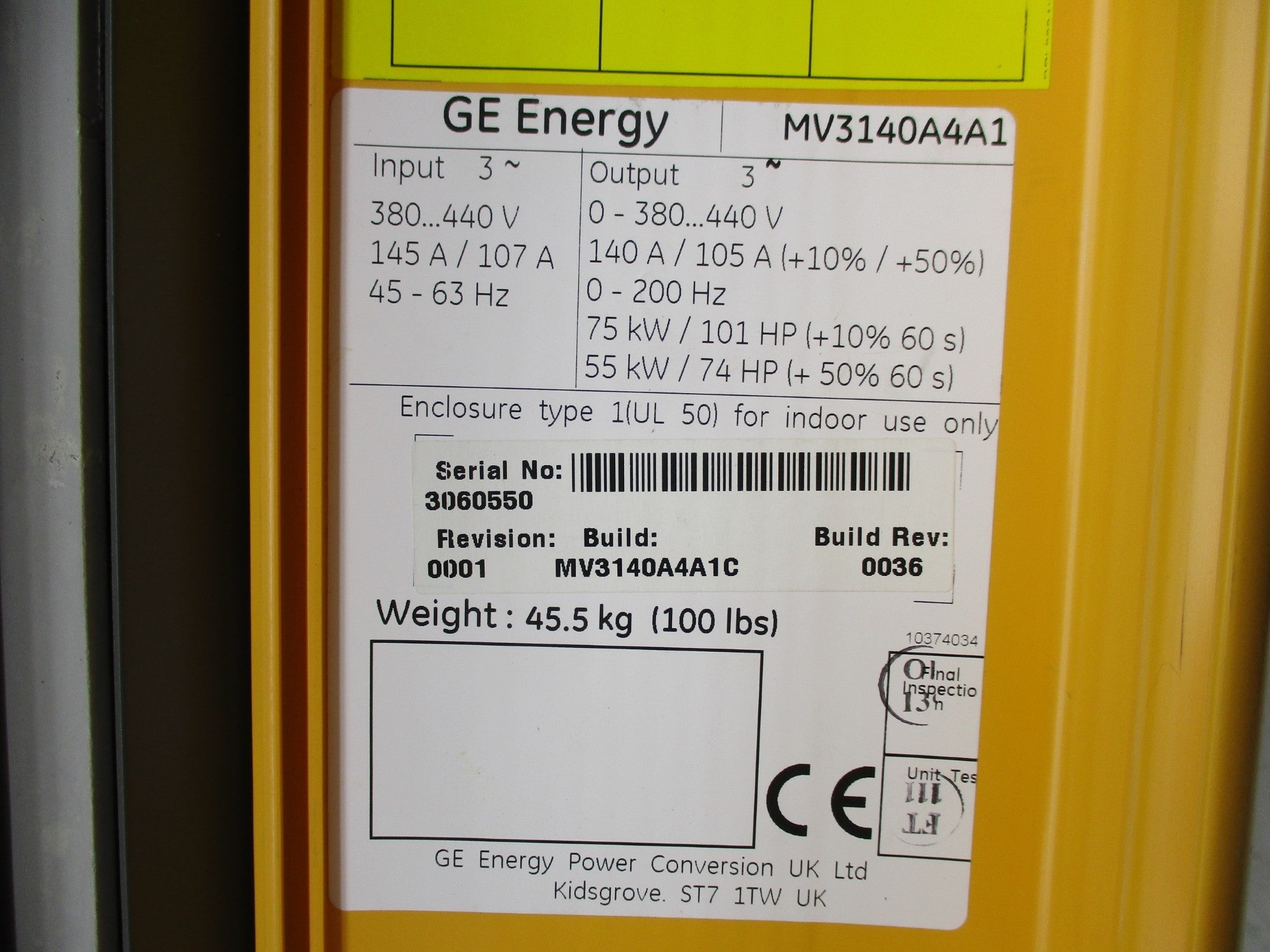 GENERAL ELECTRIC MV3140A4A1 REV. 0001 NSMP