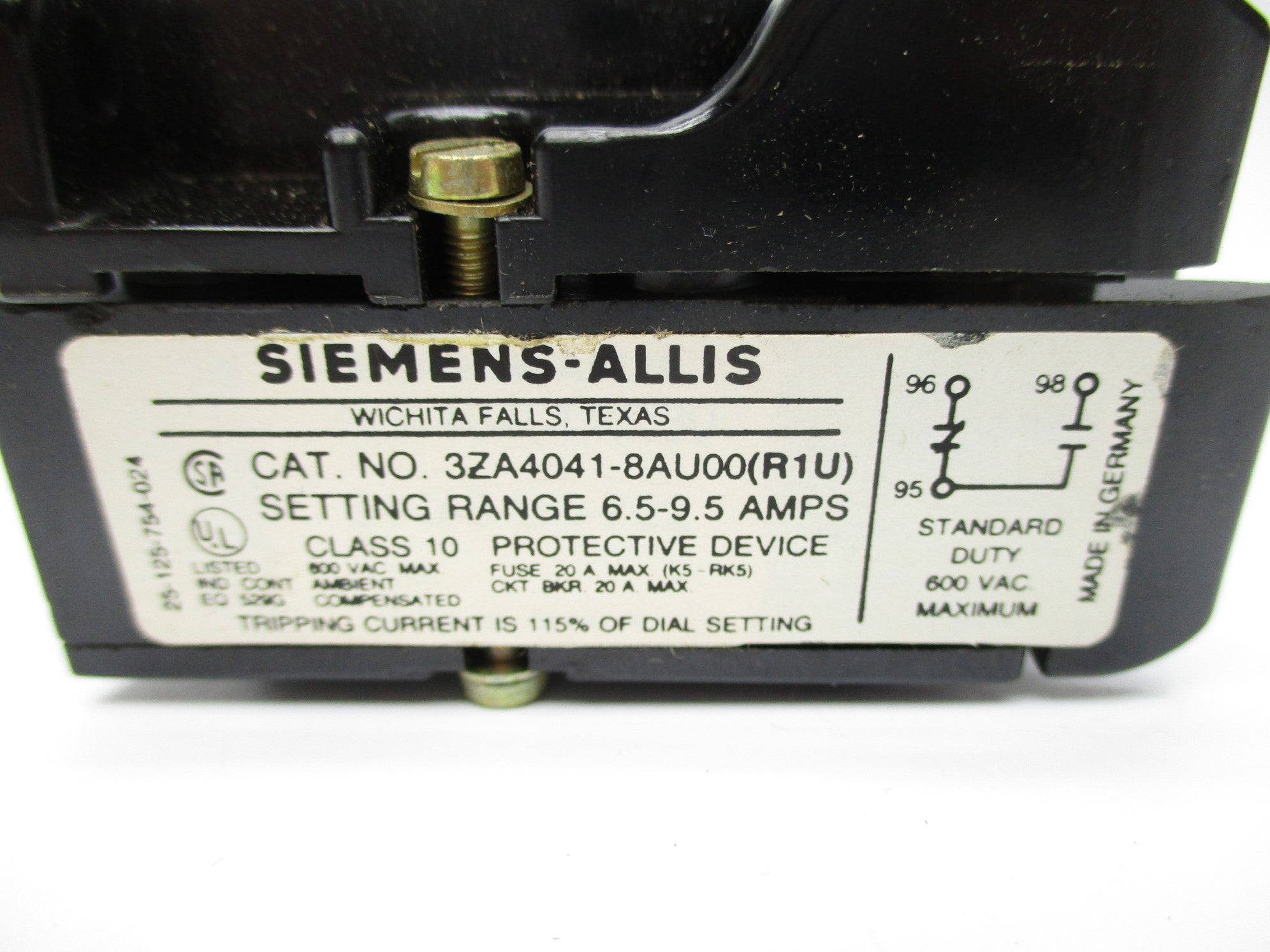 SIEMENS-ALLIS 3ZA4041-8AU00 6.5-9.5A 600VAC NSNP