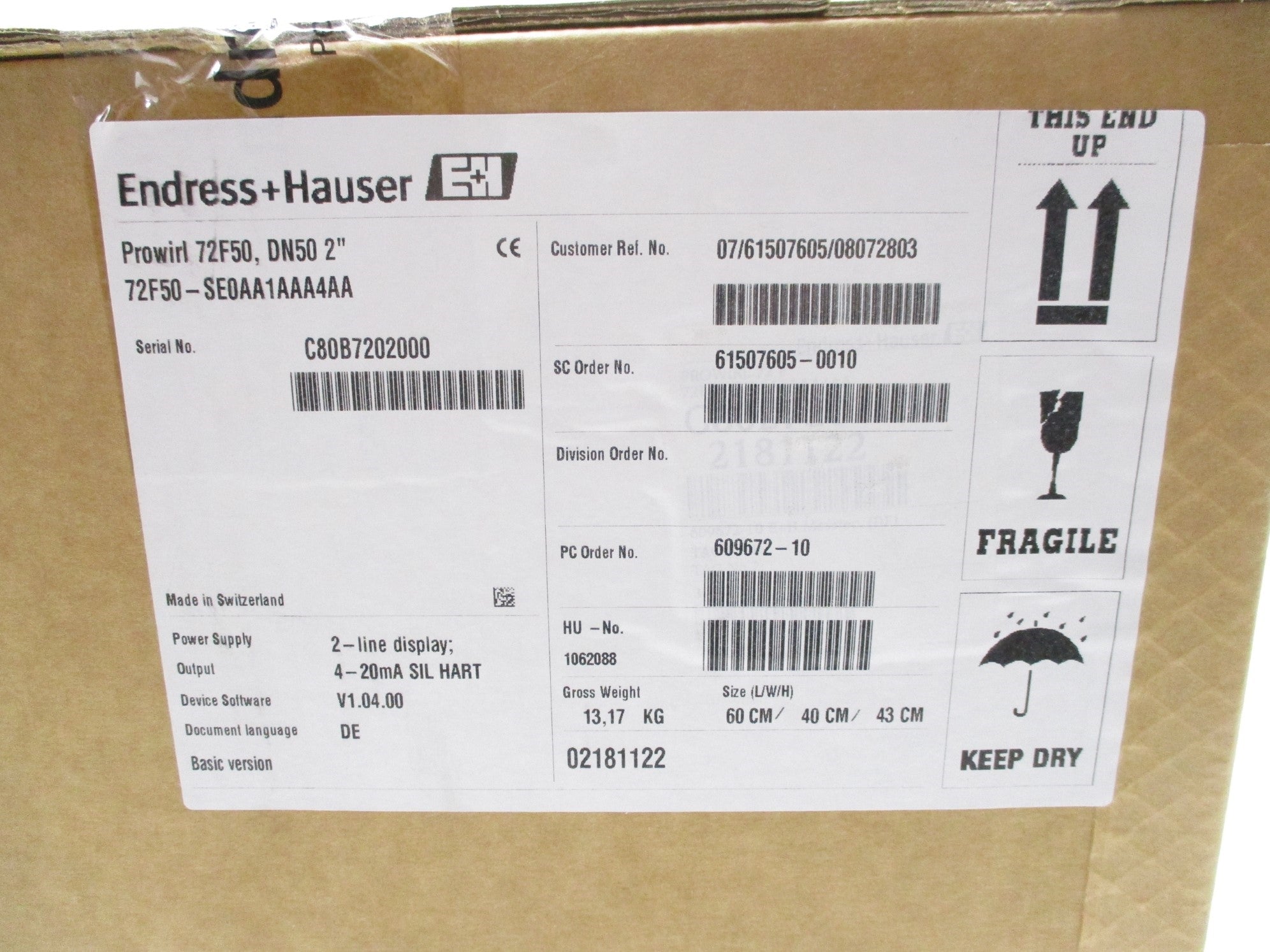 ENDRESS+HAUSER 72F50-SE0AA1AAA4AA NSFS