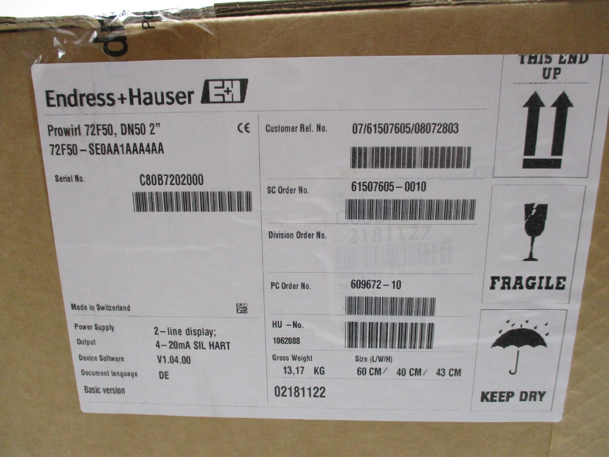 ENDRESS+HAUSER 72F50-SE0AA1AAA4AA NSFS