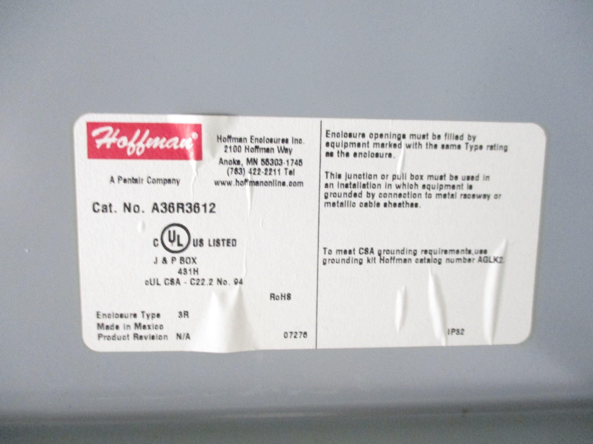HOFFMAN A36R3612 NSNP