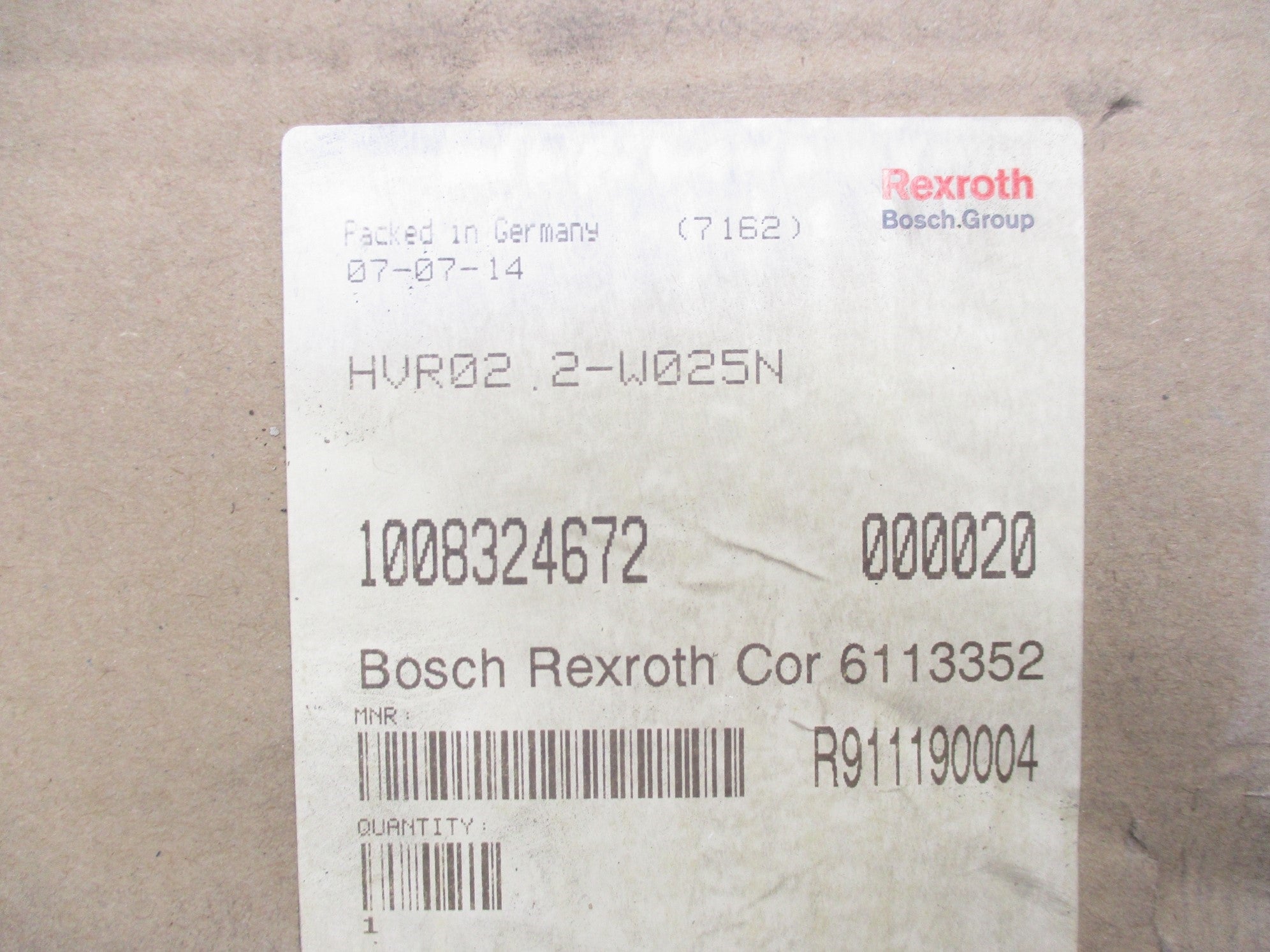 REXROTH HVR02.2-W025N R911190004 REMAN