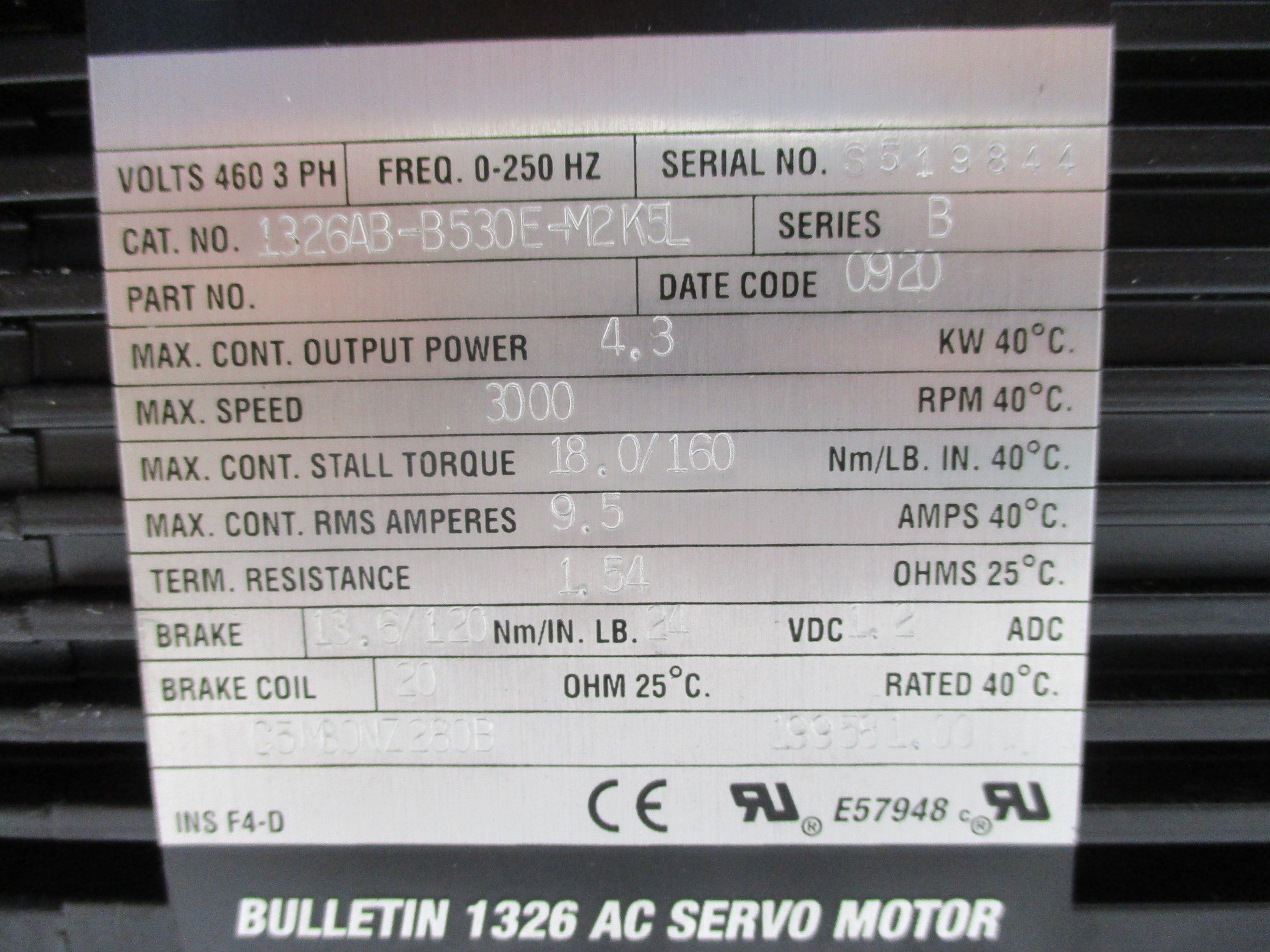 ALLEN BRADLEY 1326AB-B530E-M2K5L SER. B UNMP