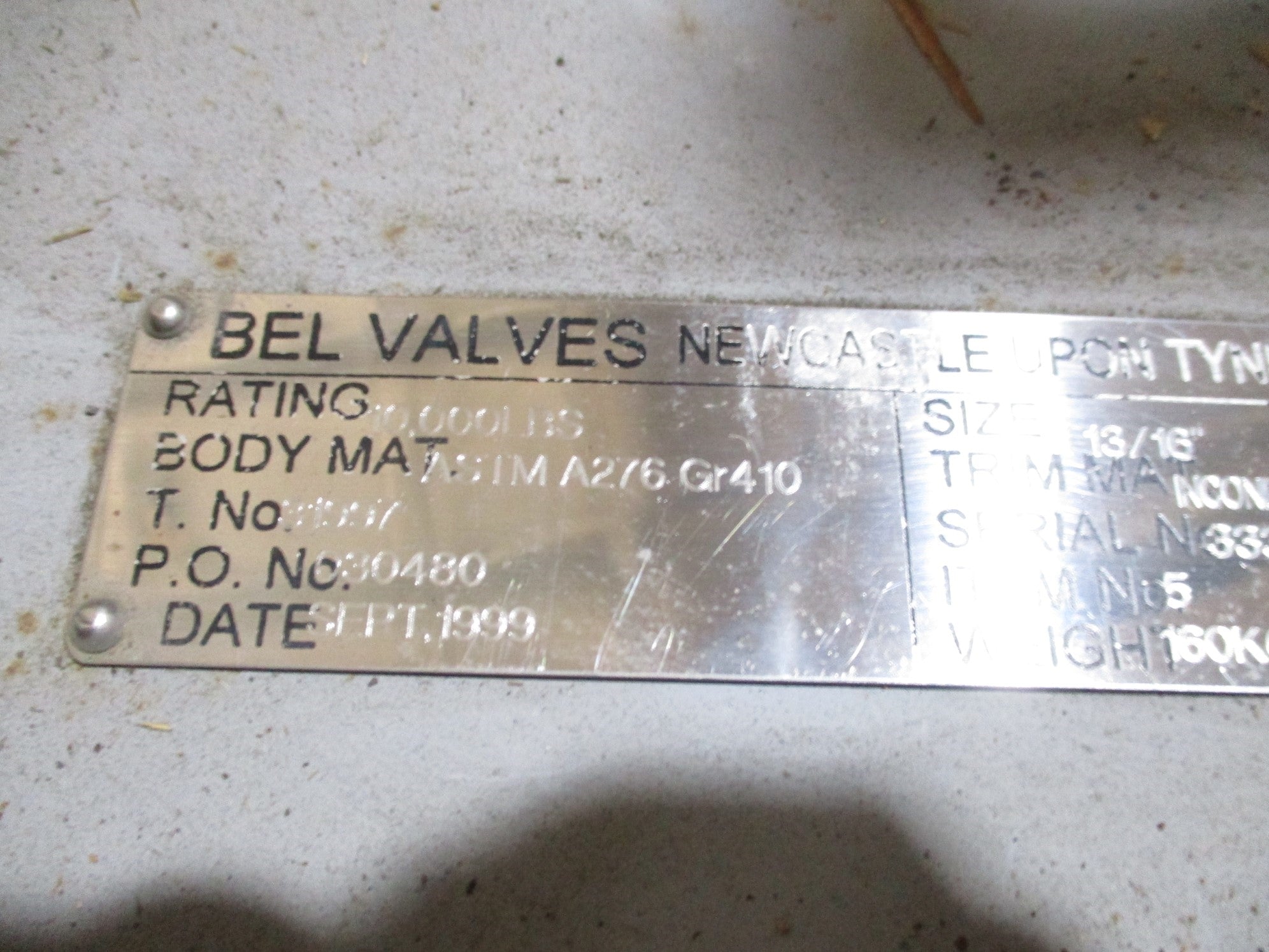 BEL VALVES ASTM A276 GR410 31557 NSMP