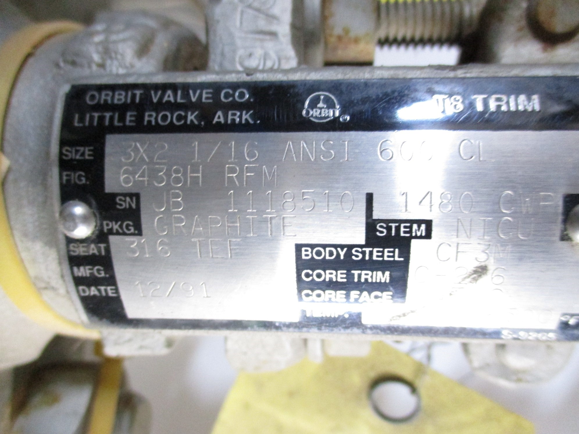 ORBIT VALVE 6438HRFM 3X2 1/16 (AS PICTURED) NSNP