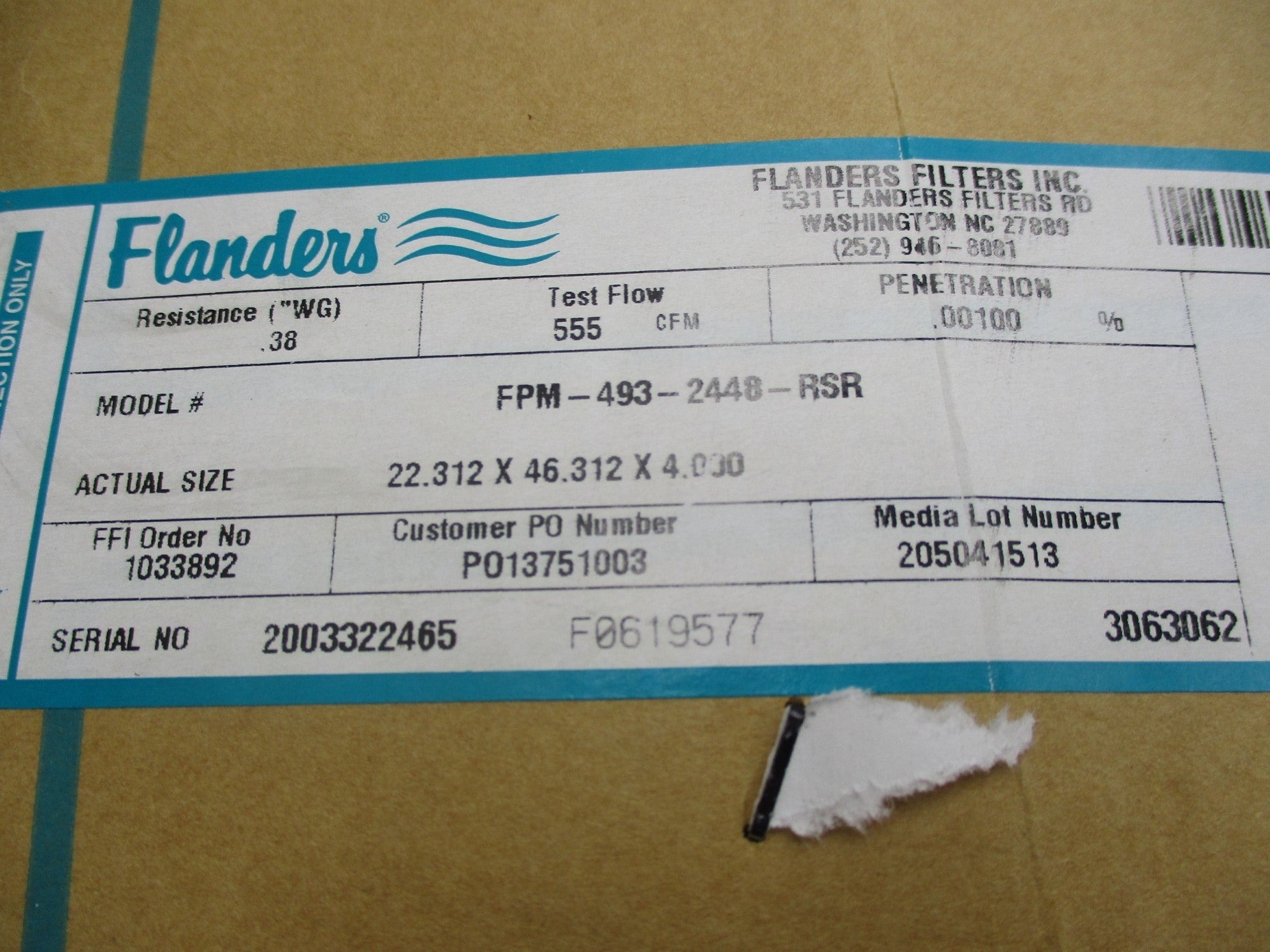 FLANDERS FPM-493-2448-RSR NSMP