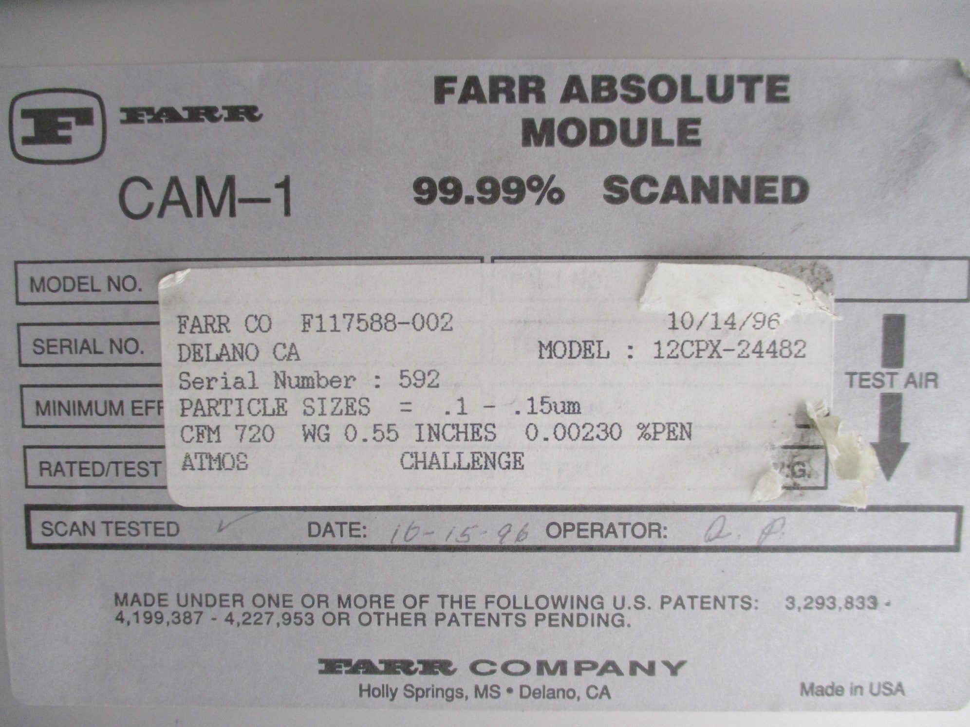 FARR CAM-1 12CPX-24482 NSMP