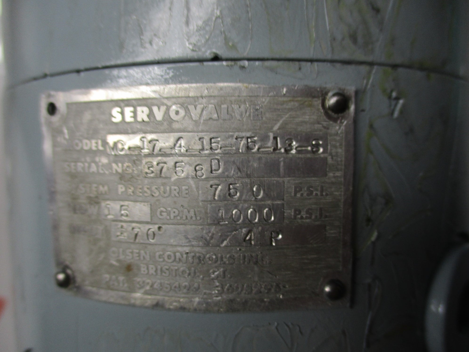 OLSEN CONTROLS VC-17-4-15-75-13-S 1000PSI REMAN