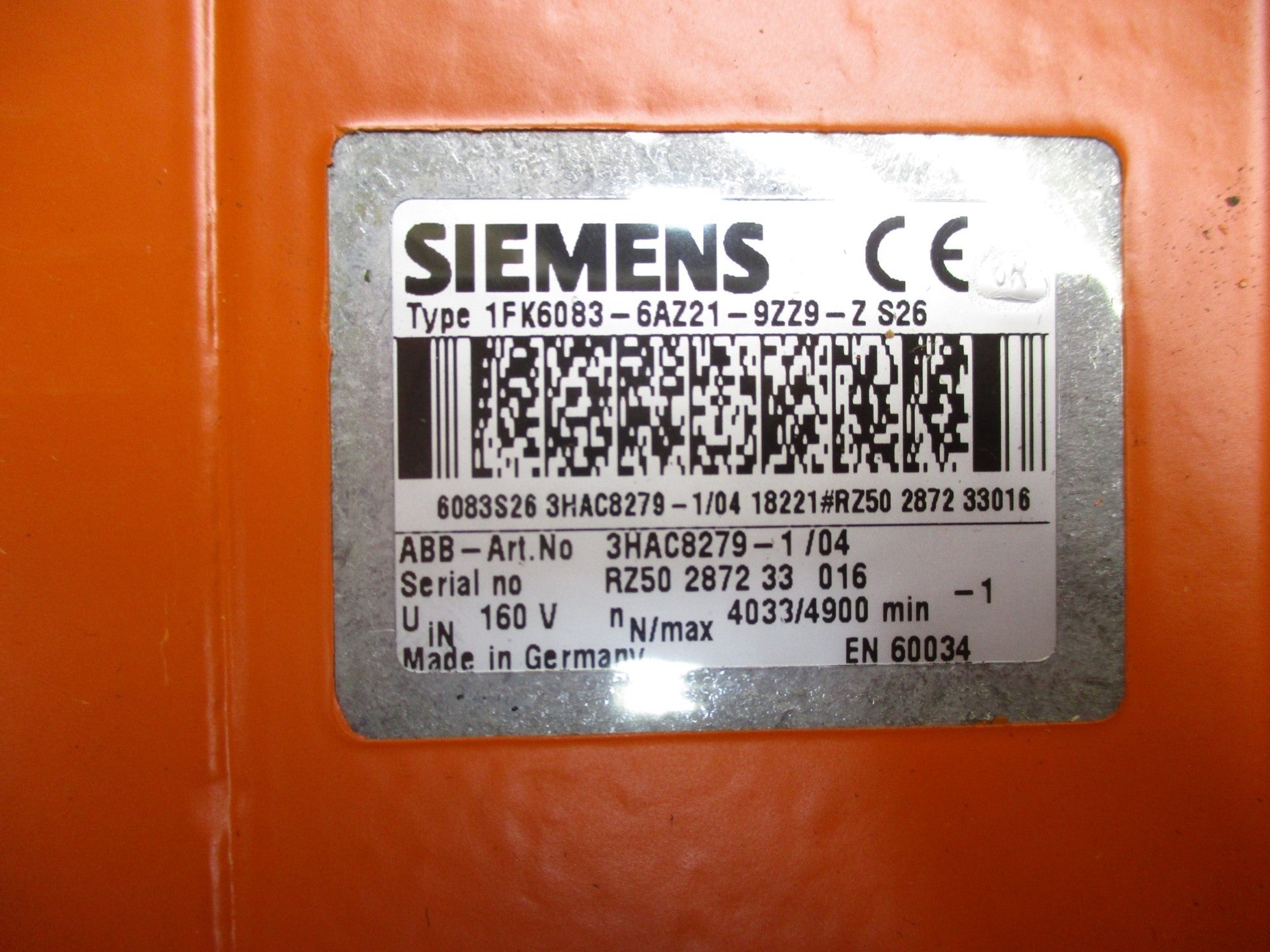 SIEMENS ABB 1FK6083-6AZ21-9ZZ9-Z 3HAC8279-1/04 NSNP