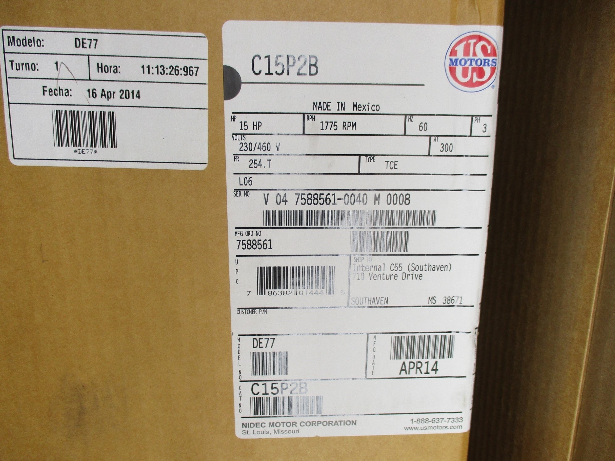 US MOTORS C15P2B NSFS