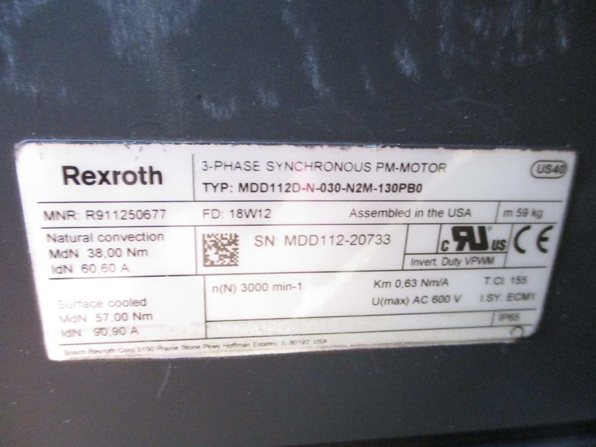 REXROTH MDD112D-N-030-N2M-130PB0 R911250677 REMAN