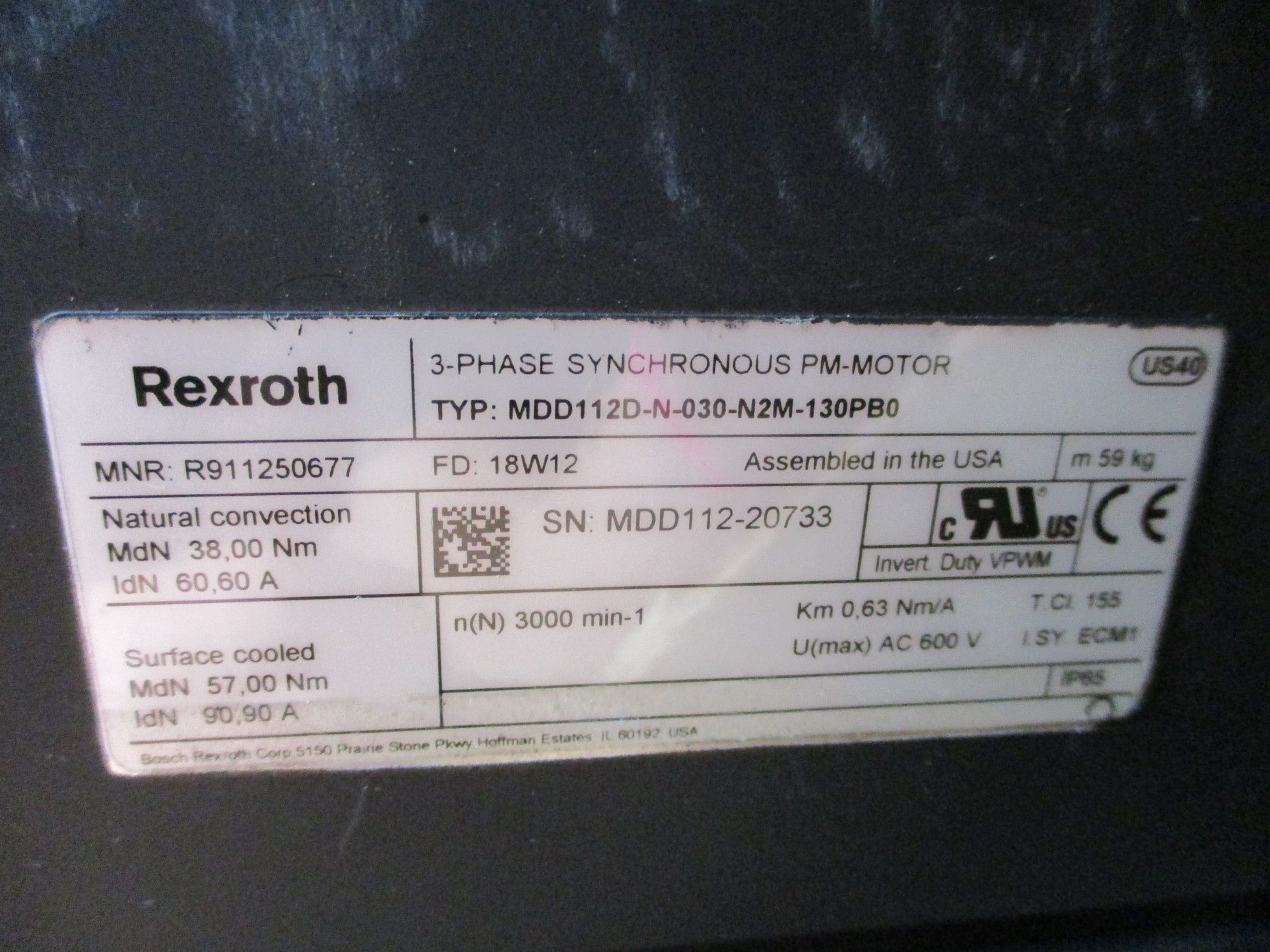 REXROTH MDD112D-N-030-N2M-130PB0 R911250677 REMAN