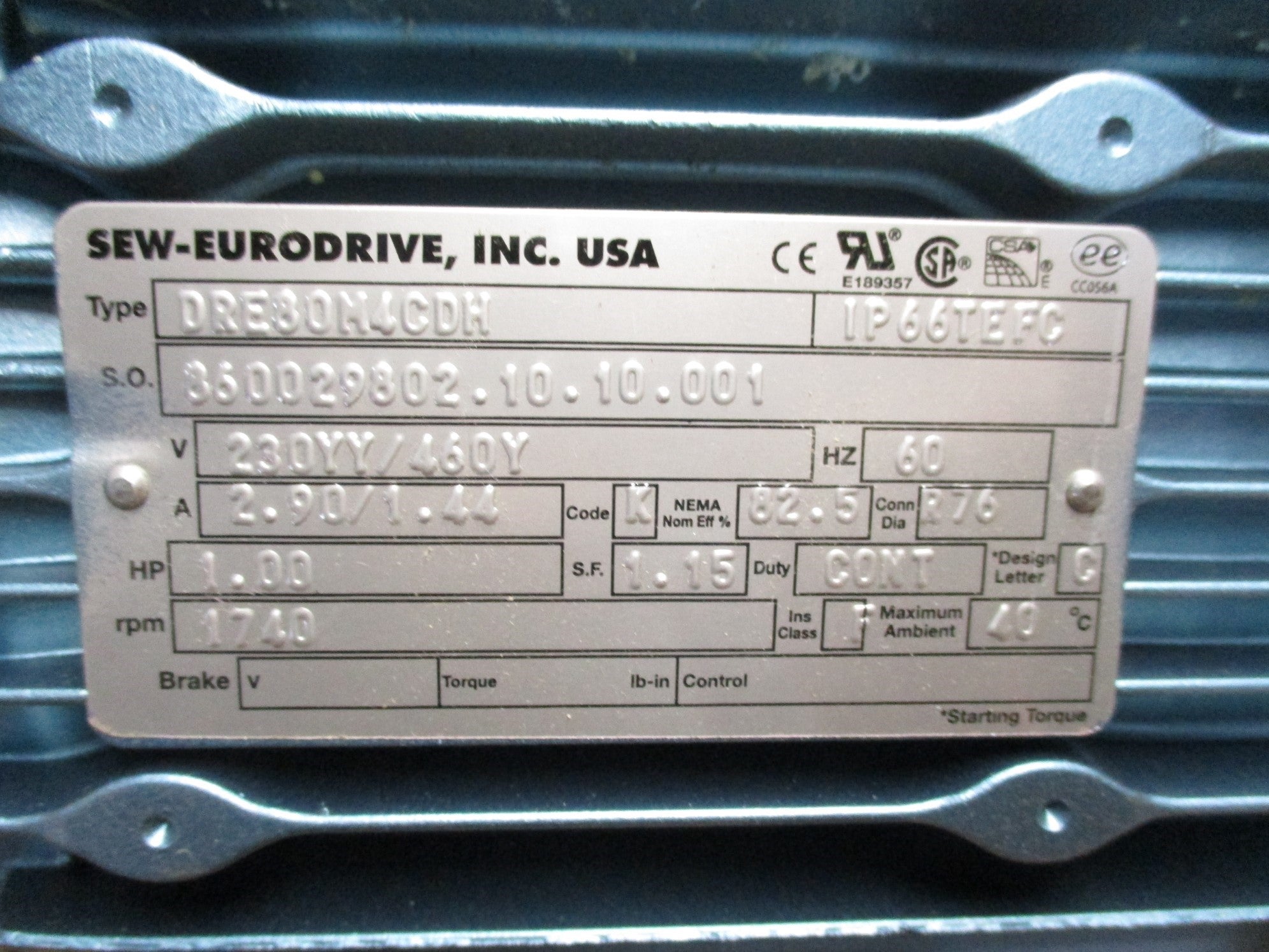SEW EURODRIVE FA47BDRE80M4CDH NSNP