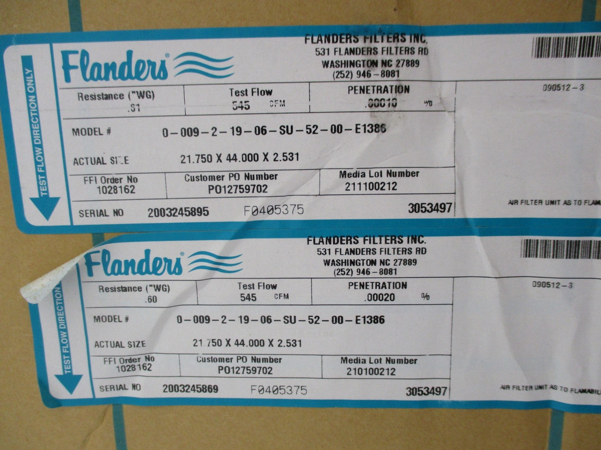 FLANDERS 0-009-2-19-06-SU-52-00-E1386 (PKG OF 2) NSMP
