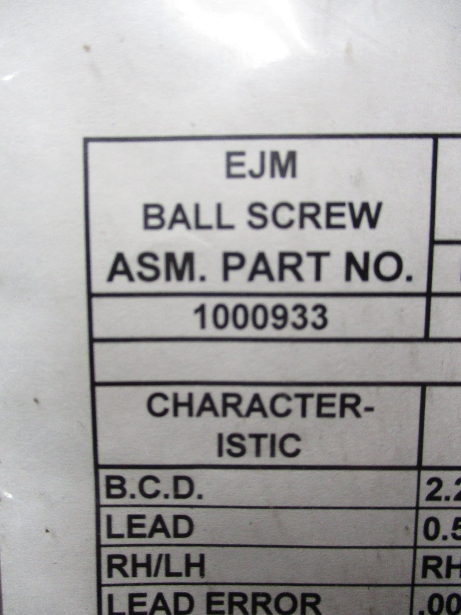 EJM BALL SCREW 1000933 52.5" 2.175"DIA NSNP