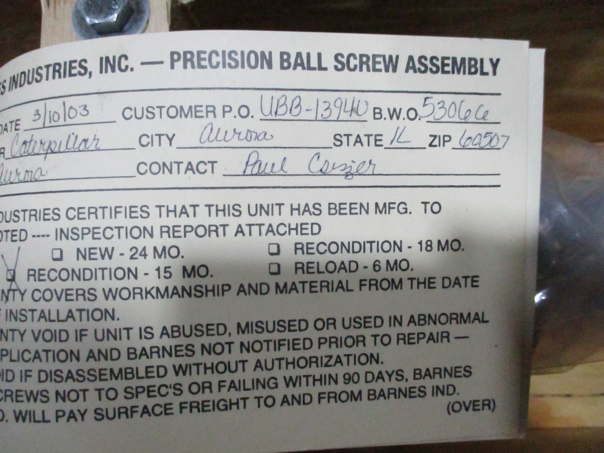BARNES INDUSTRIES 53066 42" 1.78"DIA NSMP