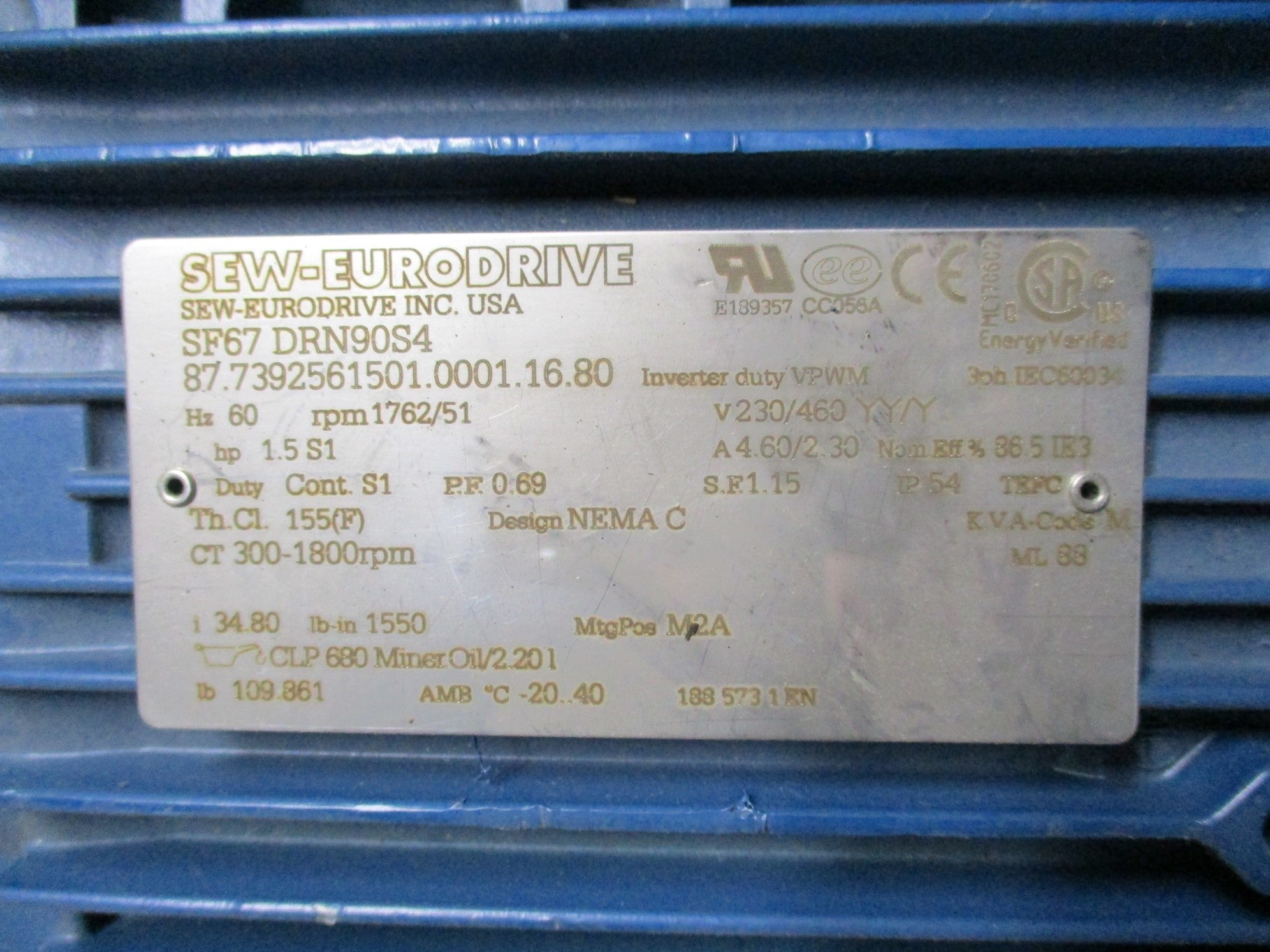 SEW-EURODRIVE SF67 DRN90S4 NSNP