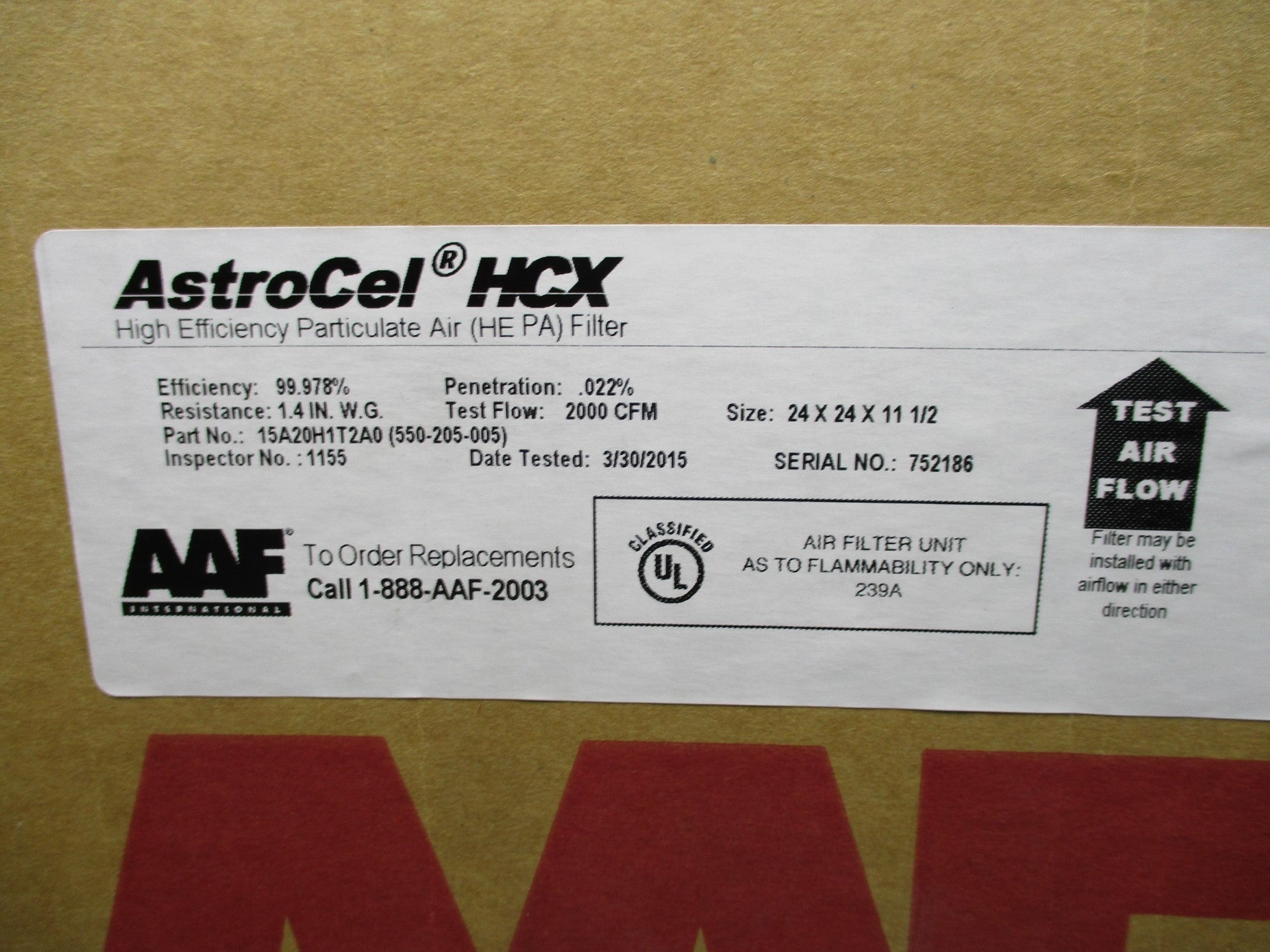 AAF 15A20H1T2A0 550-205-005 (AS PICTURED) NSMP